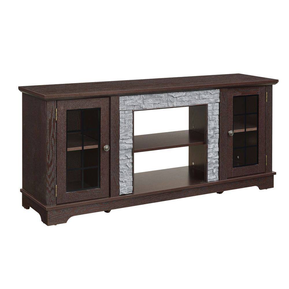 Alt View 7. Kadyn - 58-Inch Modern Entertainment Center with Faux Stone Finish - Cherry - Brown.