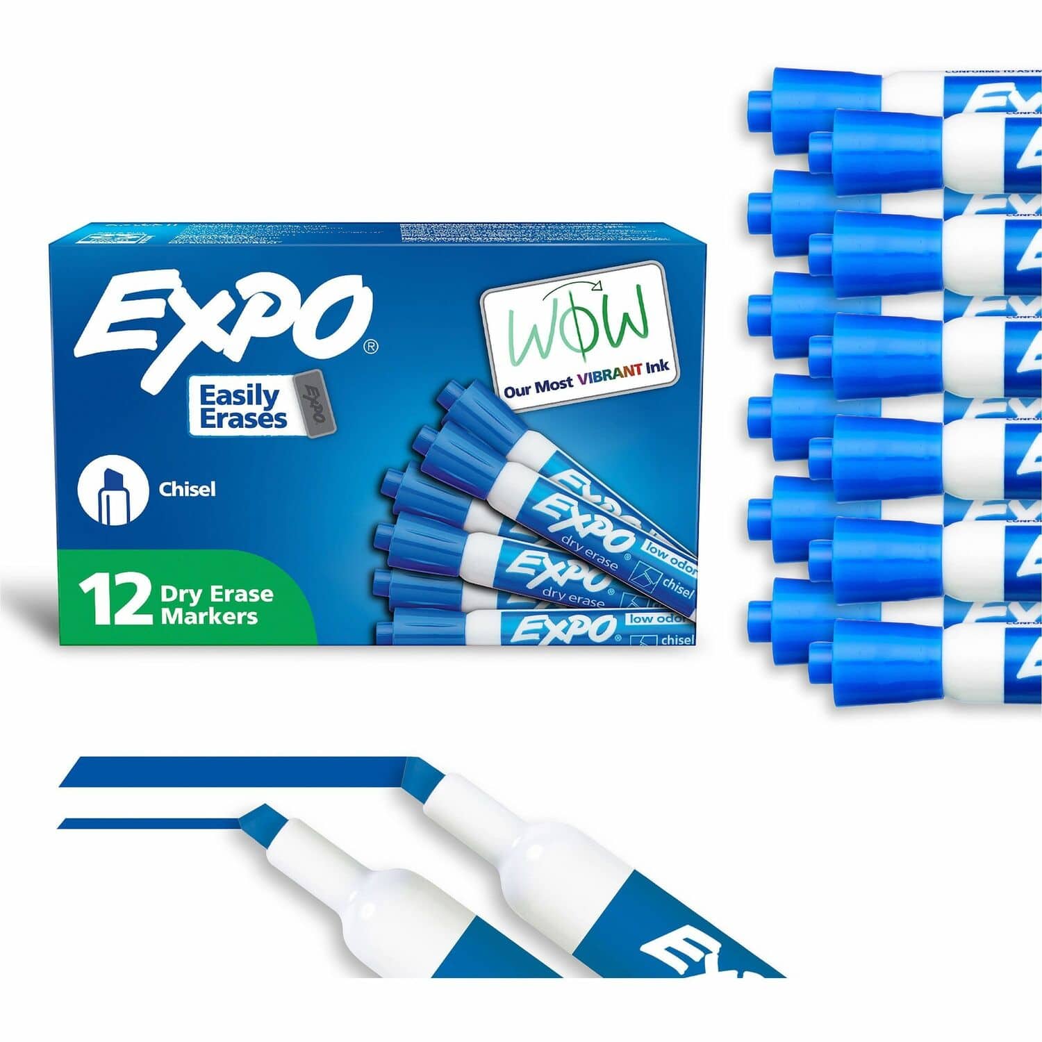 Expo - Dry Erase Markers Chisel Marker Point Erasable Blue Ink 1 Dozen price history on PriceWatchPro
