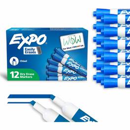 Expo - Dry Erase Markers Chisel Marker Point Erasable Blue Ink 1 Dozen