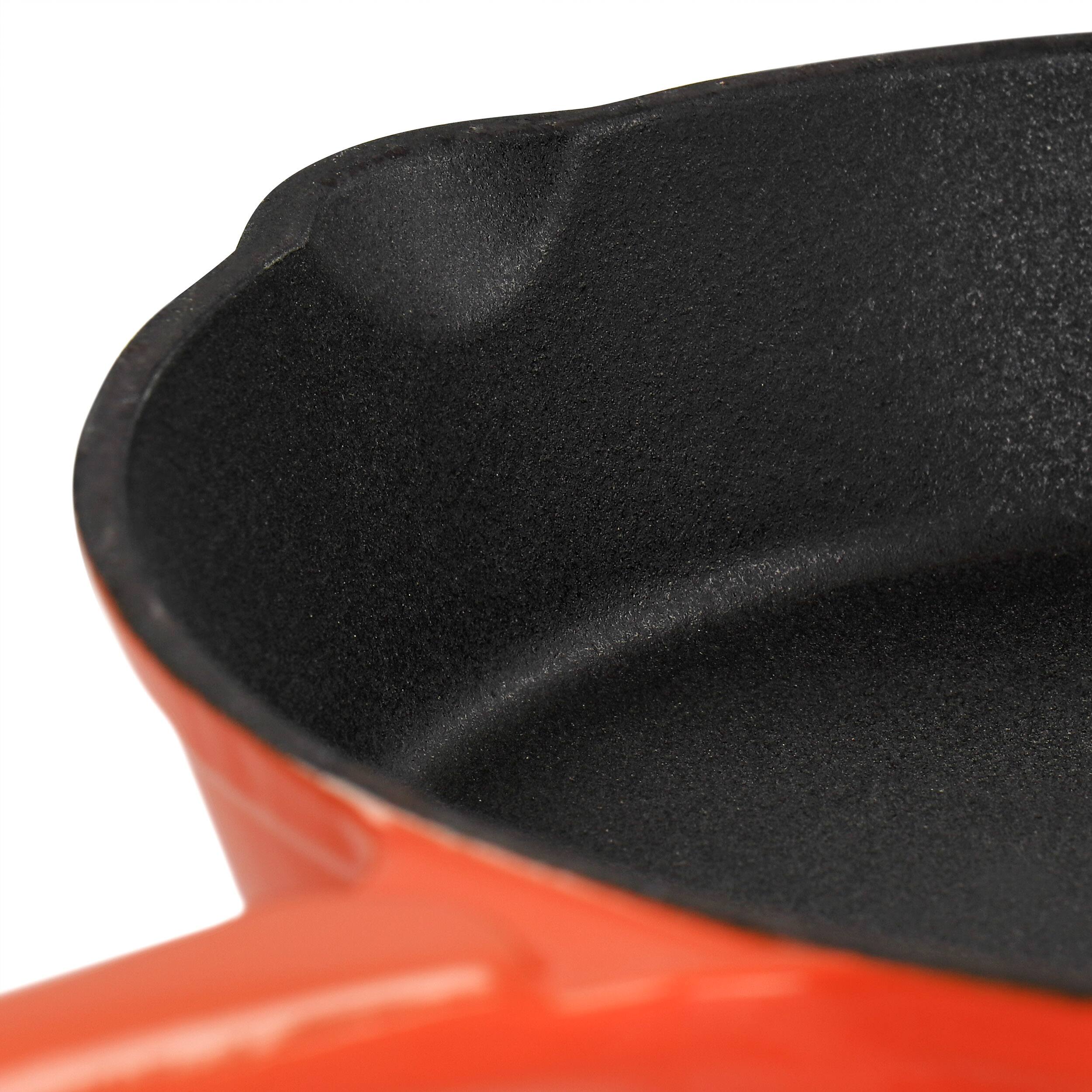 Alt View 4. Mega Chef - MegaChef Enameled Round 8 Inch PreSeasoned Cast Iron Frying Pan in Orange - Orange.