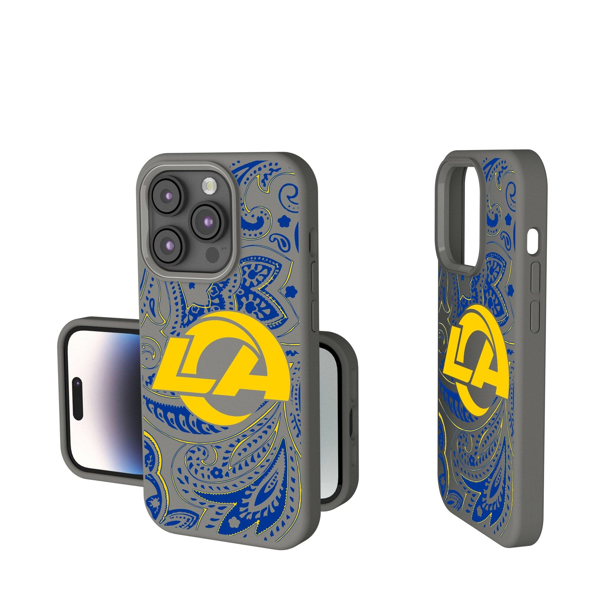 Front. Keyscaper - Los Angeles Rams Paisley iPhone Soft Touch Case - 14 - Gray.