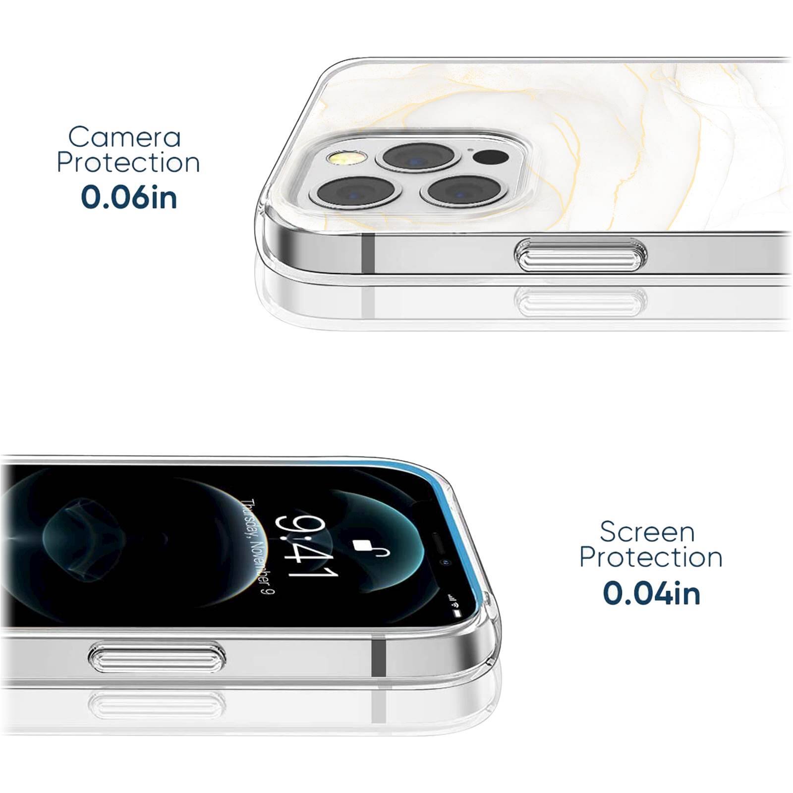 Alt View 13. SaharaCase - Marble Series Case for Apple iPhone 13 Pro - White/Gold.