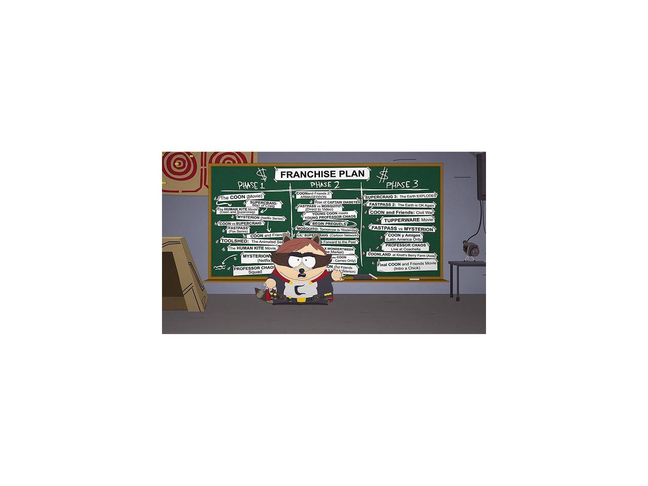 FRANCHISE PLAN

PHASE 1
- The COON (Movie)
- The HUMAN KITE Movie
- COON vs MYSTERION (Netflix Series)
- COON and Friends: The Animated Series
- TOOLSHELD (Latin America Only)
- PROFESSOR CHAOS (Netflix Series)

PHASE 2
- COON and Friends: The Animated Series (Movie)
- COONLAND at Scooby's Berry Farm (Cameo)
- YOUNG PROFESSOR CHAOS
- COON and Friends: The Animated Series (Movie)
- PROFESSOR CHAOS (Final COON and Friends Movie (Intro a Chick))

PHASE 3
- SUPERCRAIC 3: The Earth Explodes
- FASTPASS 2: The Earth Explodes
- TUPPERWARE Movie
- FASTPASS vs MYSTERION
- COON and Friends: The Animated Series (Movie)