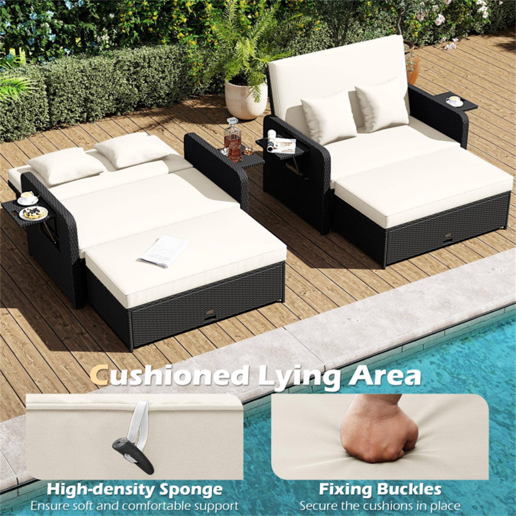 Cushioned Lying Area

High-density Sponge  
Ensure soft and comfortable support

Fixing Buckles  
Secure the cushions in place