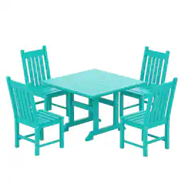 WestinTrends - Malibu 5 Piece Outdoor Patio Dining Set Outdoor Square Table and Chair Set - Turquoise