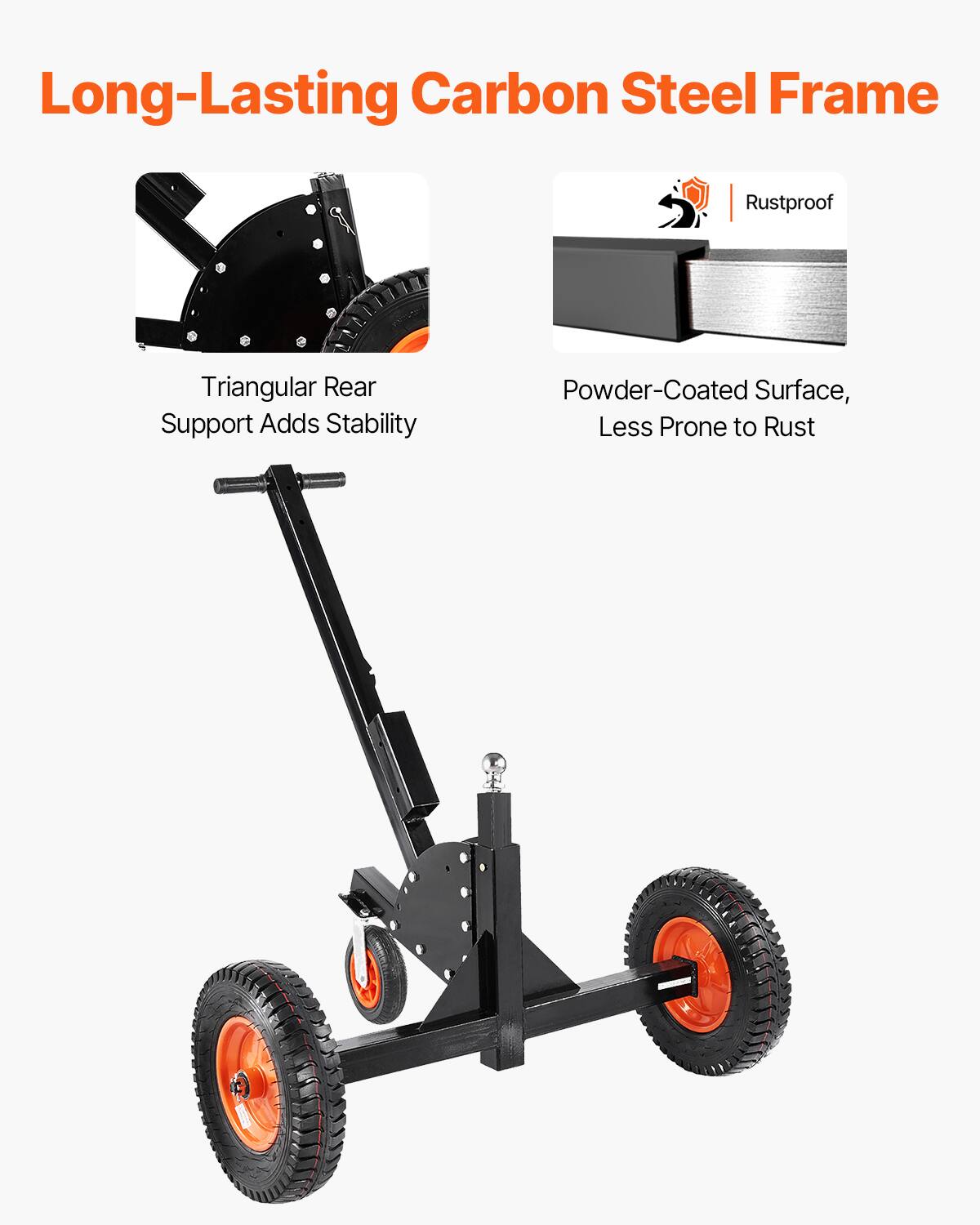 Long-Lasting Carbon Steel Frame

- Triangular Rear Support Adds Stability
- Powder-Coated Surface, Less Prone to Rust