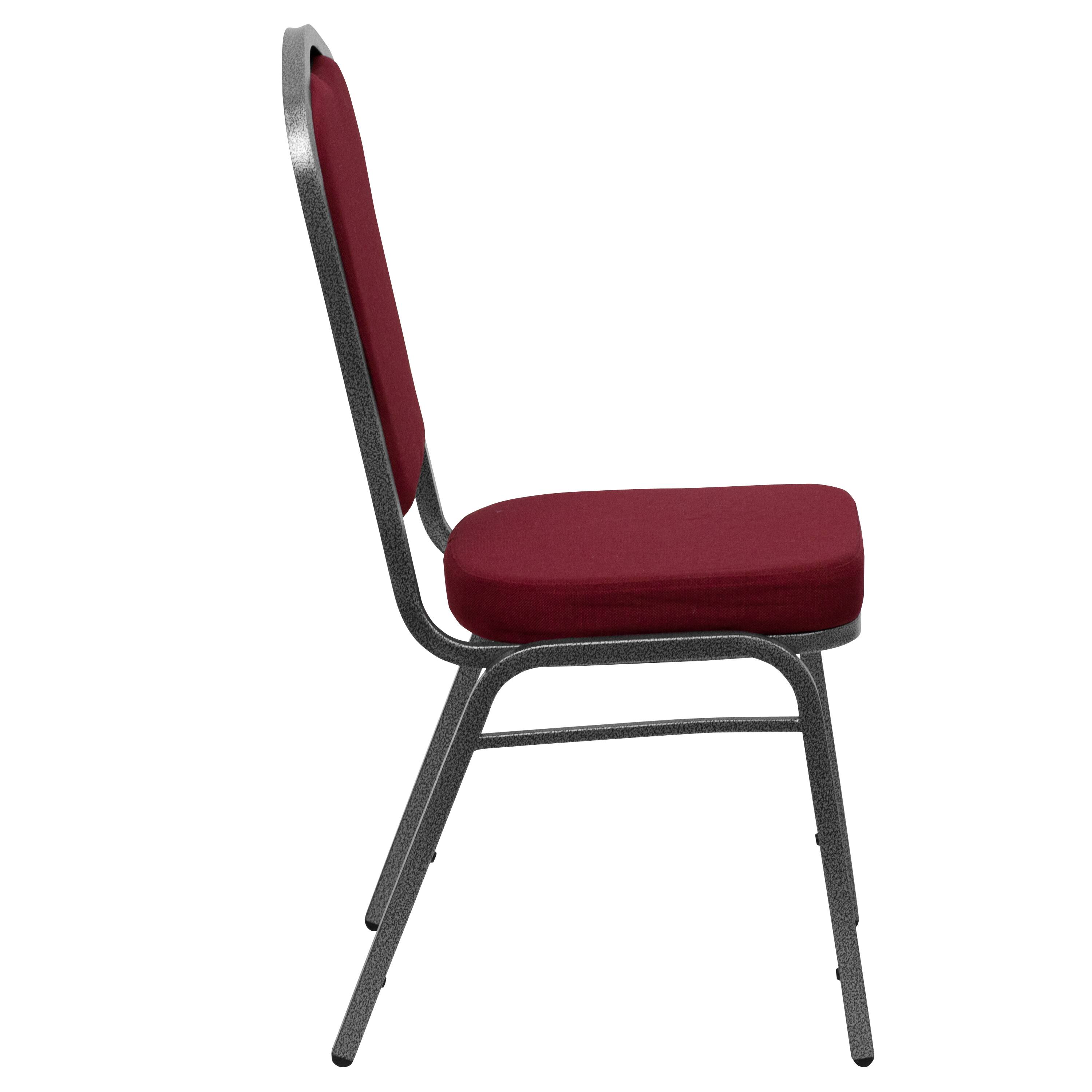 Alt View 6. Emma + Oliver - Crown Back Stacking Banquet Dining Chair - Burgundy Fabric/Silver Vein Frame.