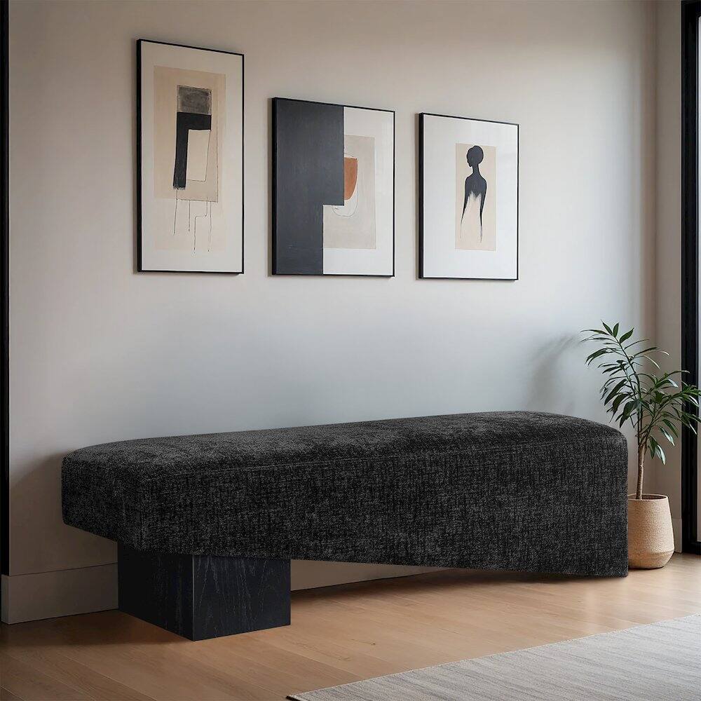Alt View 1. Meridian Furniture - Alora Black Fabric Bench - Black.