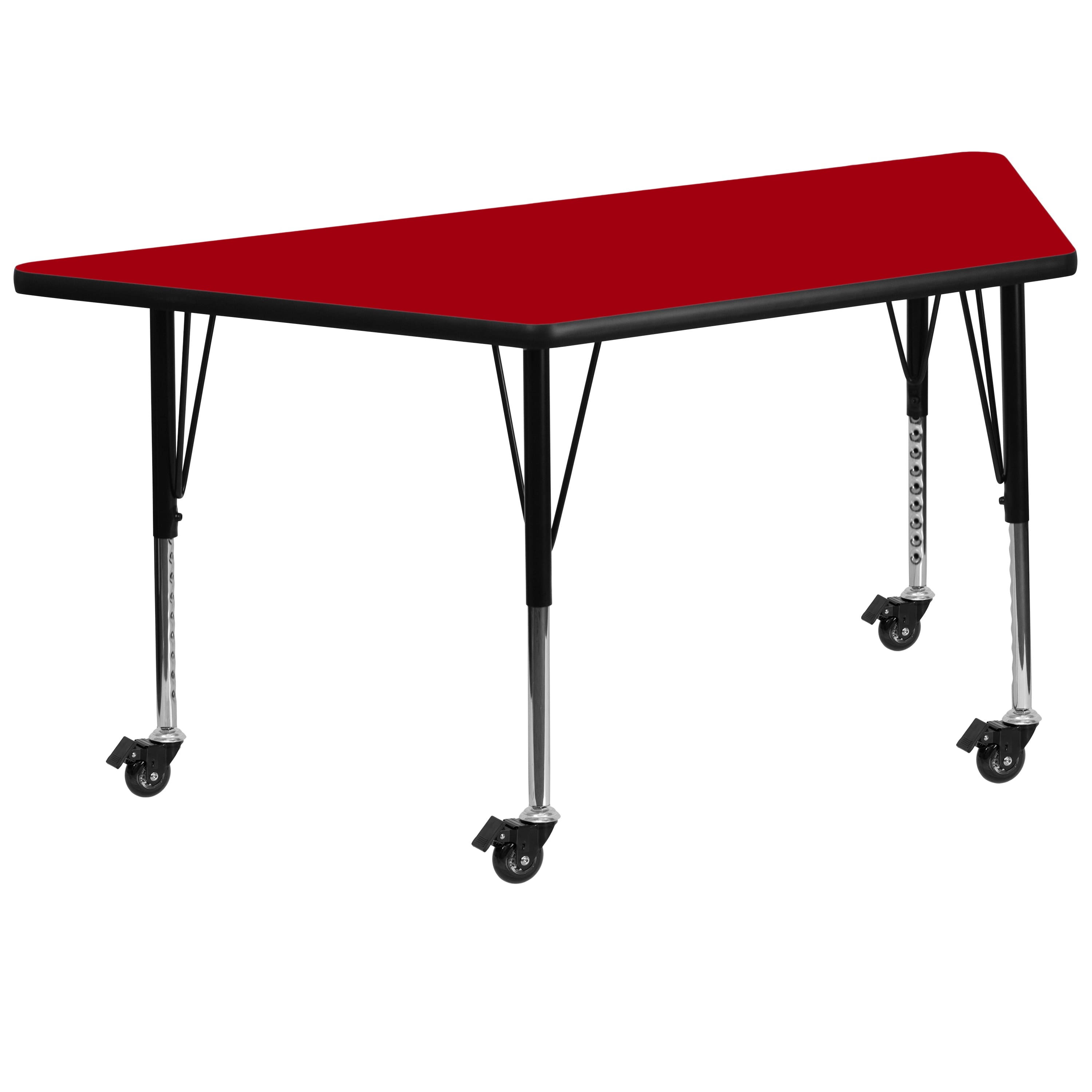 Flash Furniture - Wren Mobile 29''W x 57''L Trapezoid Thermal Laminate Activity Table - Height Adjustable Short Legs - Red price history on PriceWatchPro