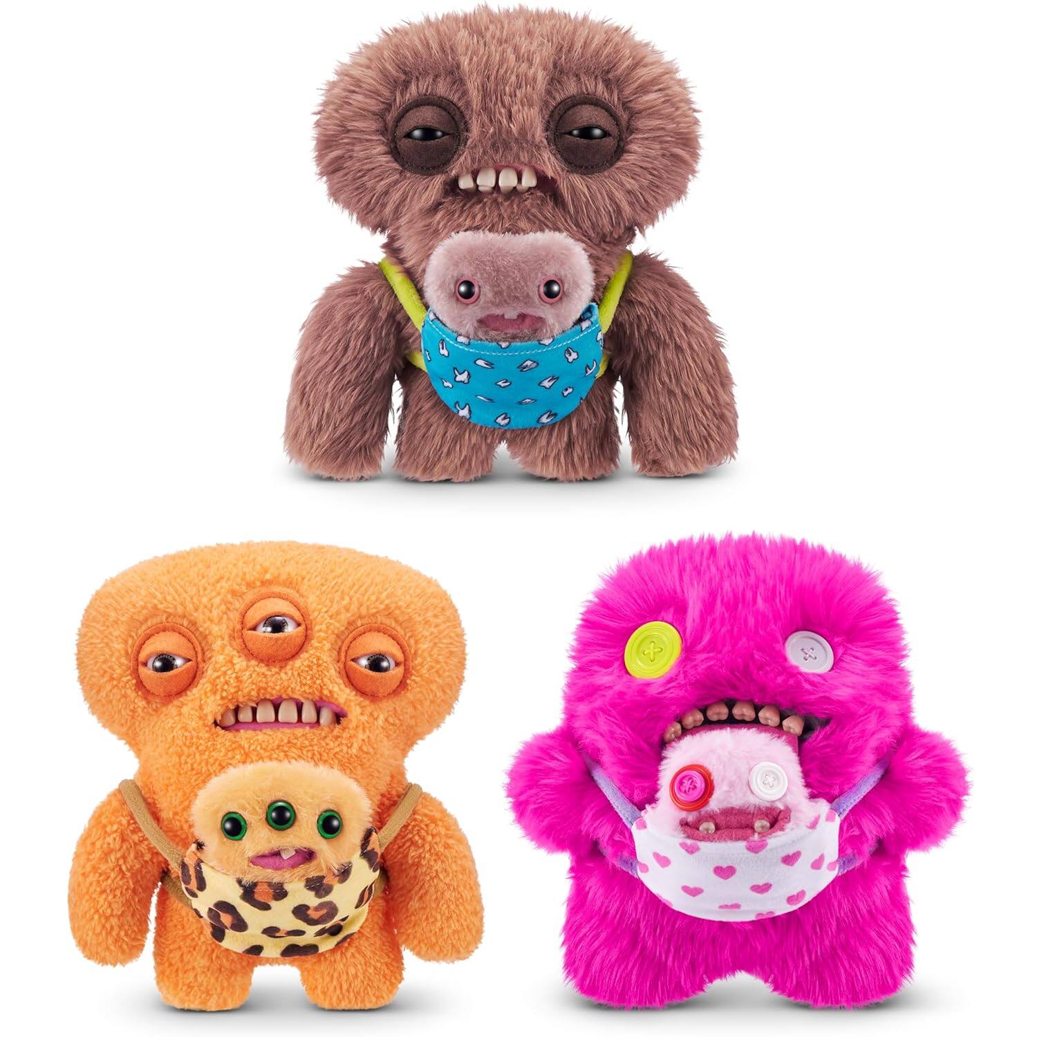 Alt View 4. Fuggler - Zuru Fuggler Double Trouble Mini Me Squidge 9 Inch Plush Series 1 - Brown.