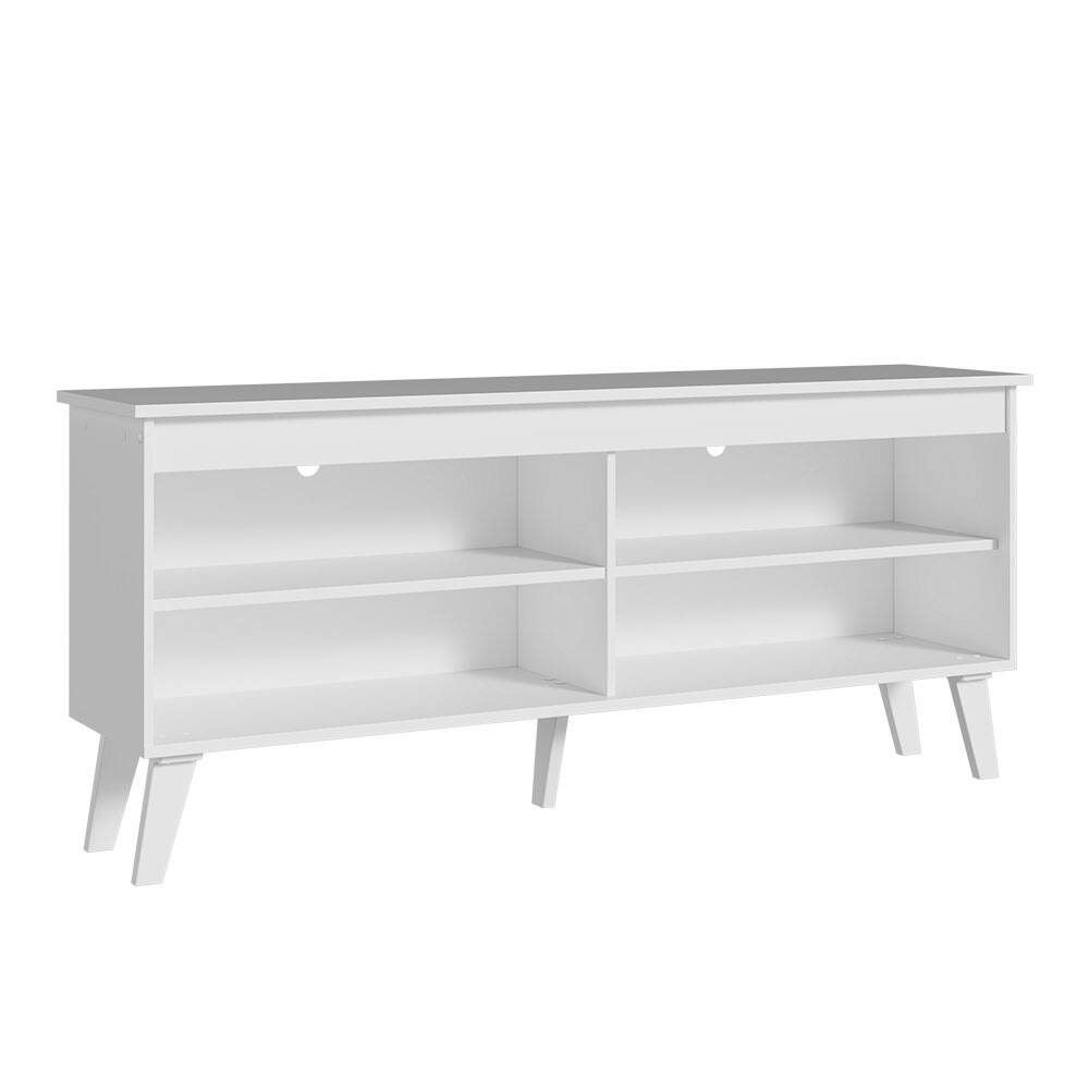 Back. Madesa - Madesa Compact TV Stand with 4 Open Shelves and Cable Management 53"L Media Storage Living Room and Bedroom - White - White.