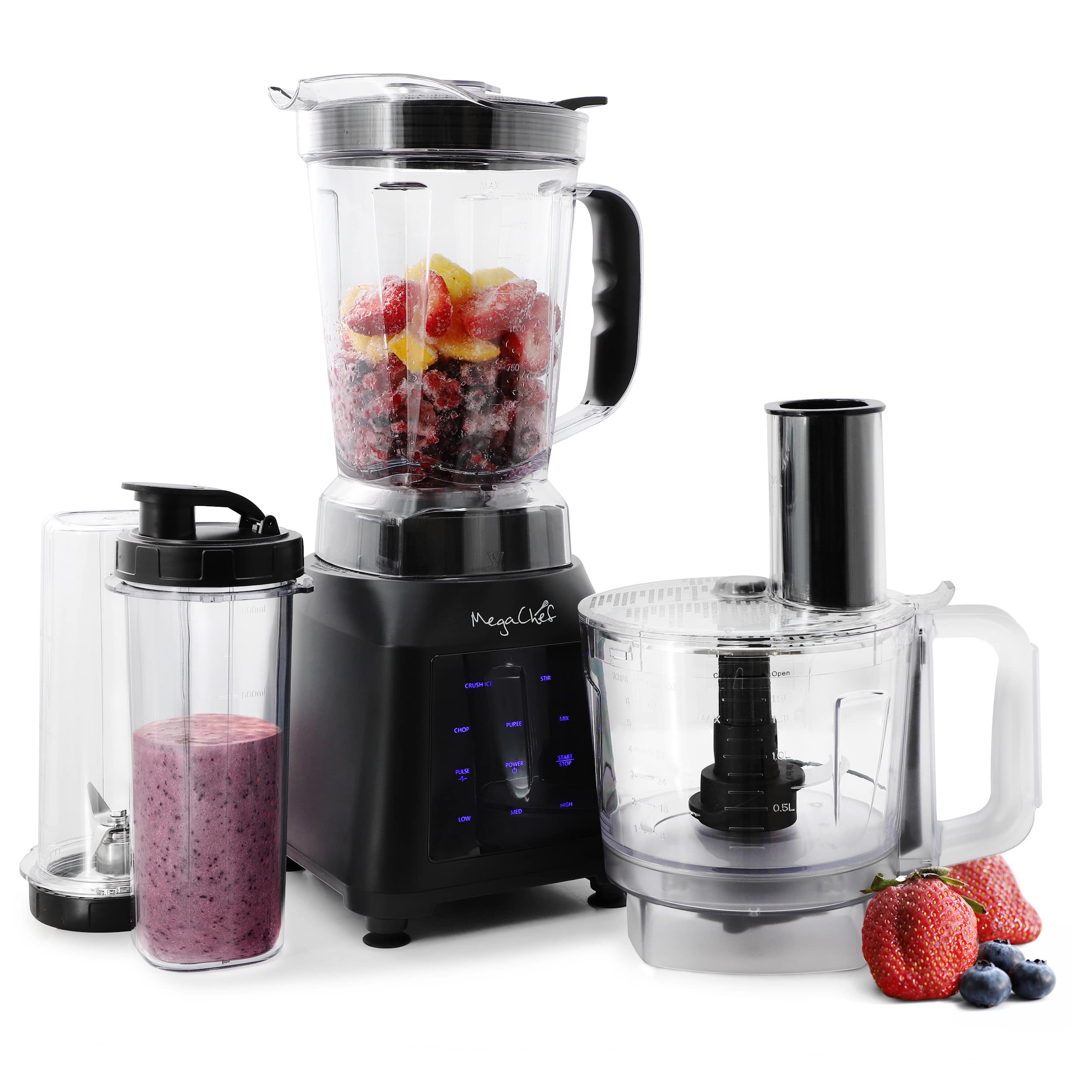 MegaChef - 8 Cup 1400W Digital Blender with 5 Cup Food Processor and Two 24 Ounce On-The-Go Cup Combo Set - Black price history on PriceWatchPro