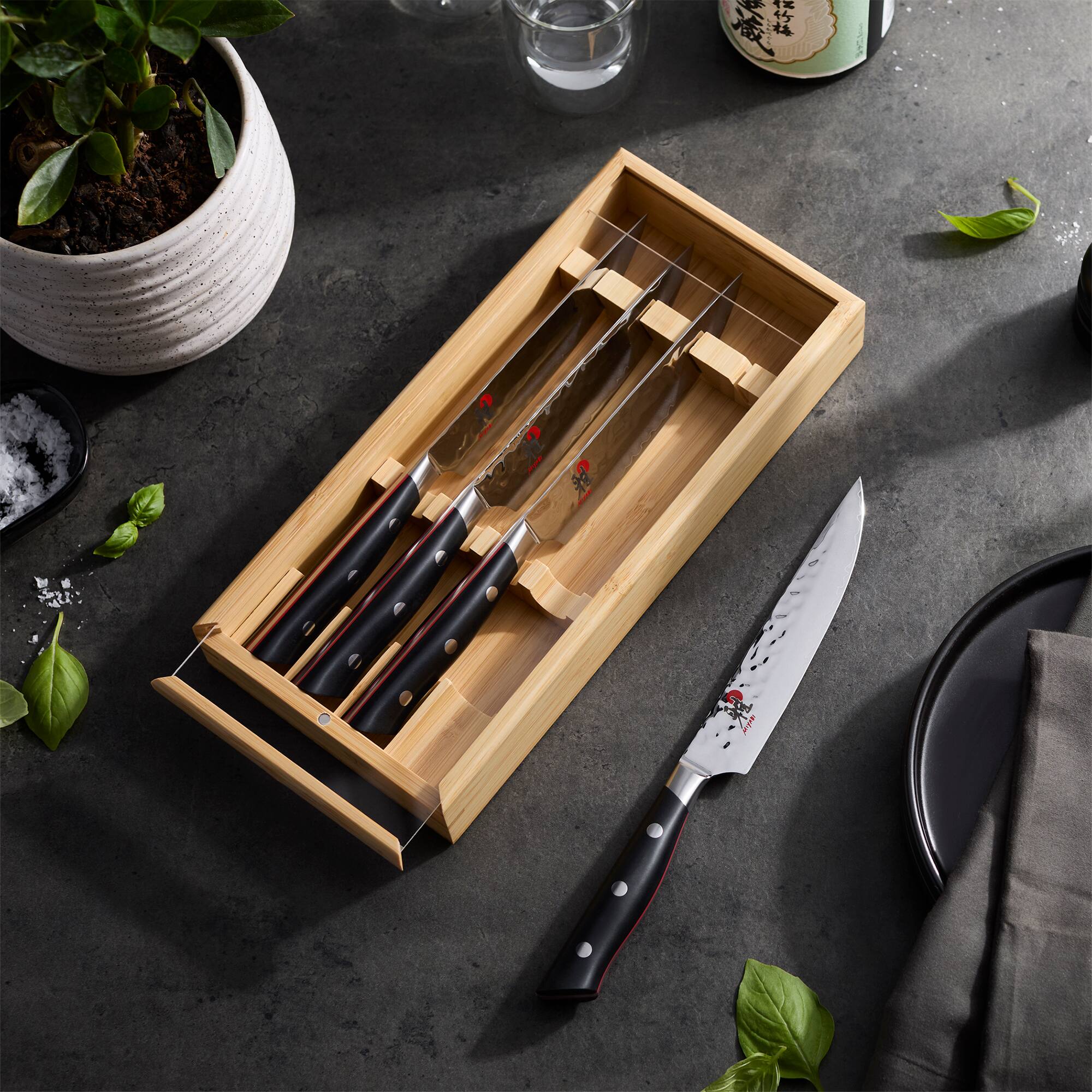 Alt View 1. Miyabi - Miyabi Hisho 4-pc Steak Knife Set - Black.