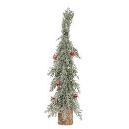 BreeBe - Winter Frost Pine Tree w/Red Baubles - 13.5"H - Green, Red