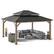 Front. SUNJOY - Sunjoy 13 ft. x 15 ft. Cedar Framed Gazebo with Brown Steel 2-tier Hip Roof Hard Top - brown.