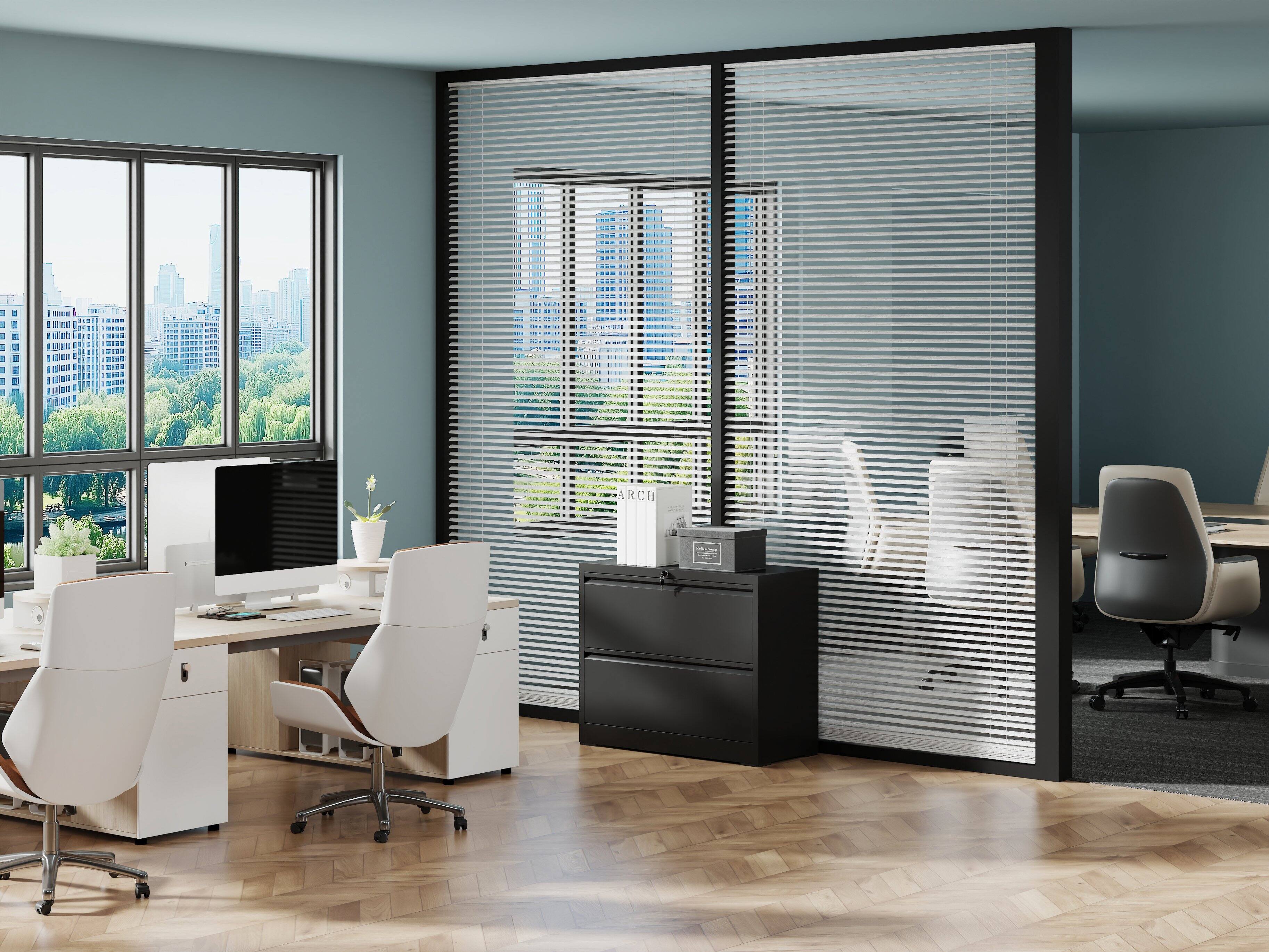 Alt View 7. GOODSILO - 2-Drawer Lateral File Cabinet with Lock - Heavy-Duty Metal Filing Cabinet for Home Office - Black.