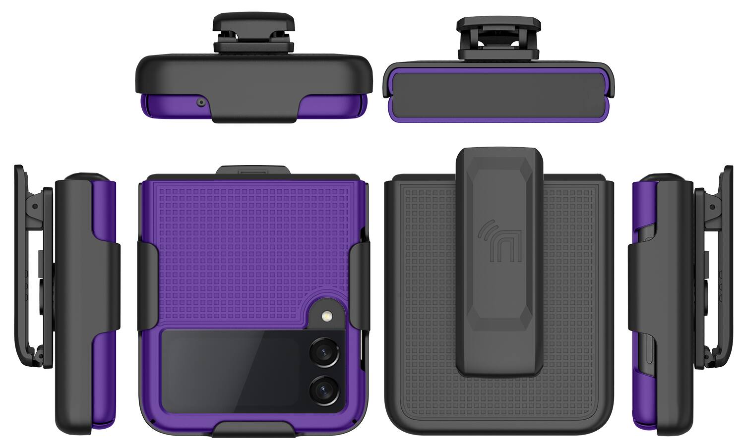 Alt View 9. Nakedcellphone - Slim Case and Belt Clip Holster Combo for Samsung Galaxy Z Flip 3 Phone (SM-F711, 2021) - Purple.