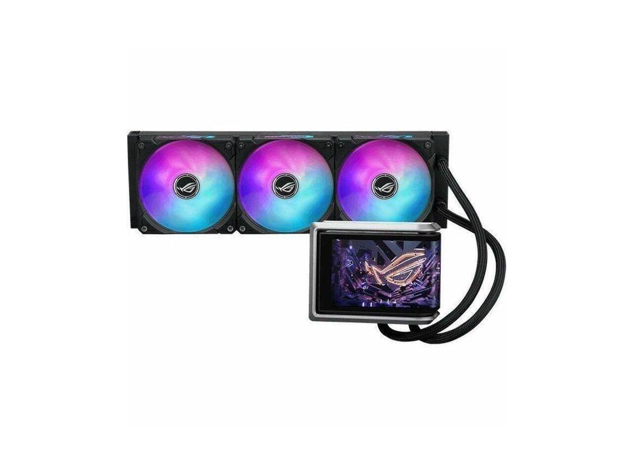 Alt View 2. ASUS - ASUS ROG RYUO IV 360 ARGB AIO with 6.67" AMOLED Display, Asetek Emma Gen8 V2 Pump, Daisy-Chained ARGB Fans - Black.