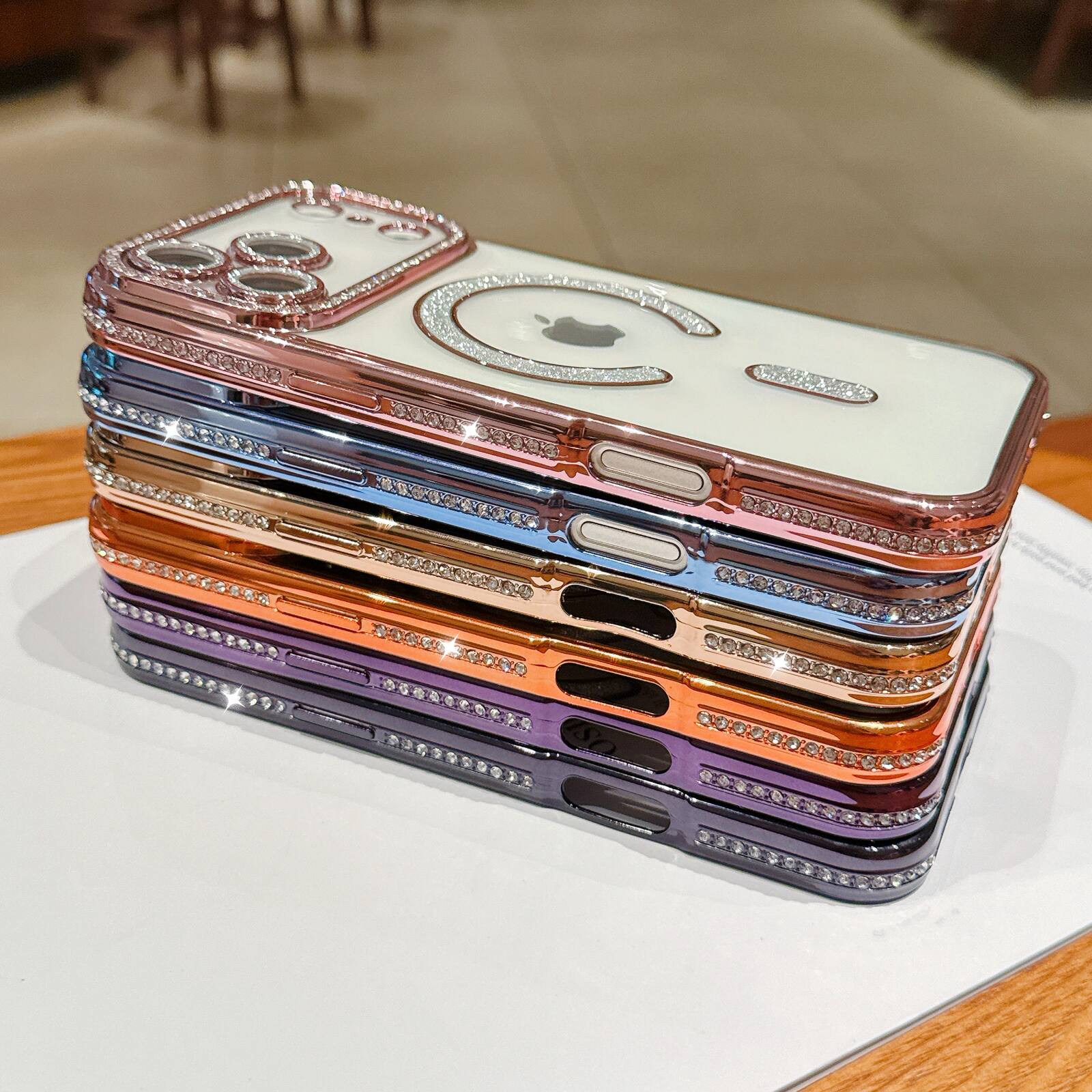 Alt View 4. UUCOVER - For Apple iPhone 17 Pro Max Magnetic Case with Camera Lens Protector, Compatible with MagSafe Slim Glitter Clear Cover - Darkpurple.