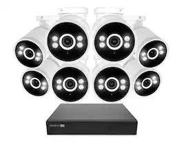 Swann - AdvancedX Wired NVR 4K Security Camera System 16 CH, 8 PoE Outdoor Cameras, 2TB, Color Night Vision, Motion Detect - White