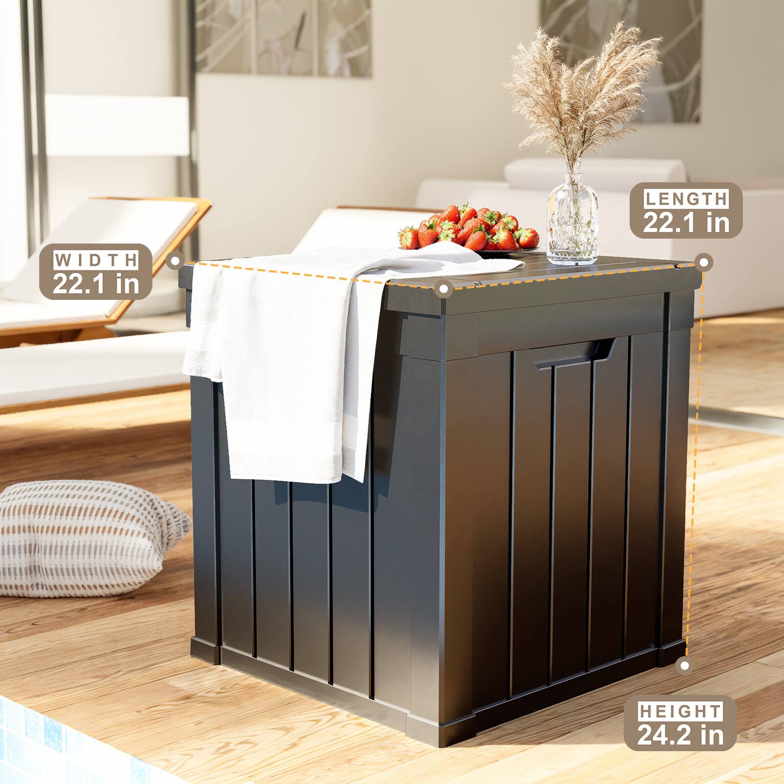 LENGTH 22.1 in  
WIDTH 22.1 in  
HEIGHT 24.2 in