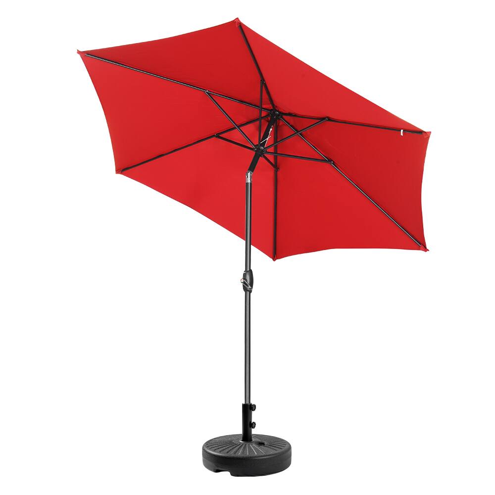 Left. Ainfox - Ainfox 9ft Patio Umbrella With Round umbrella base - Red.