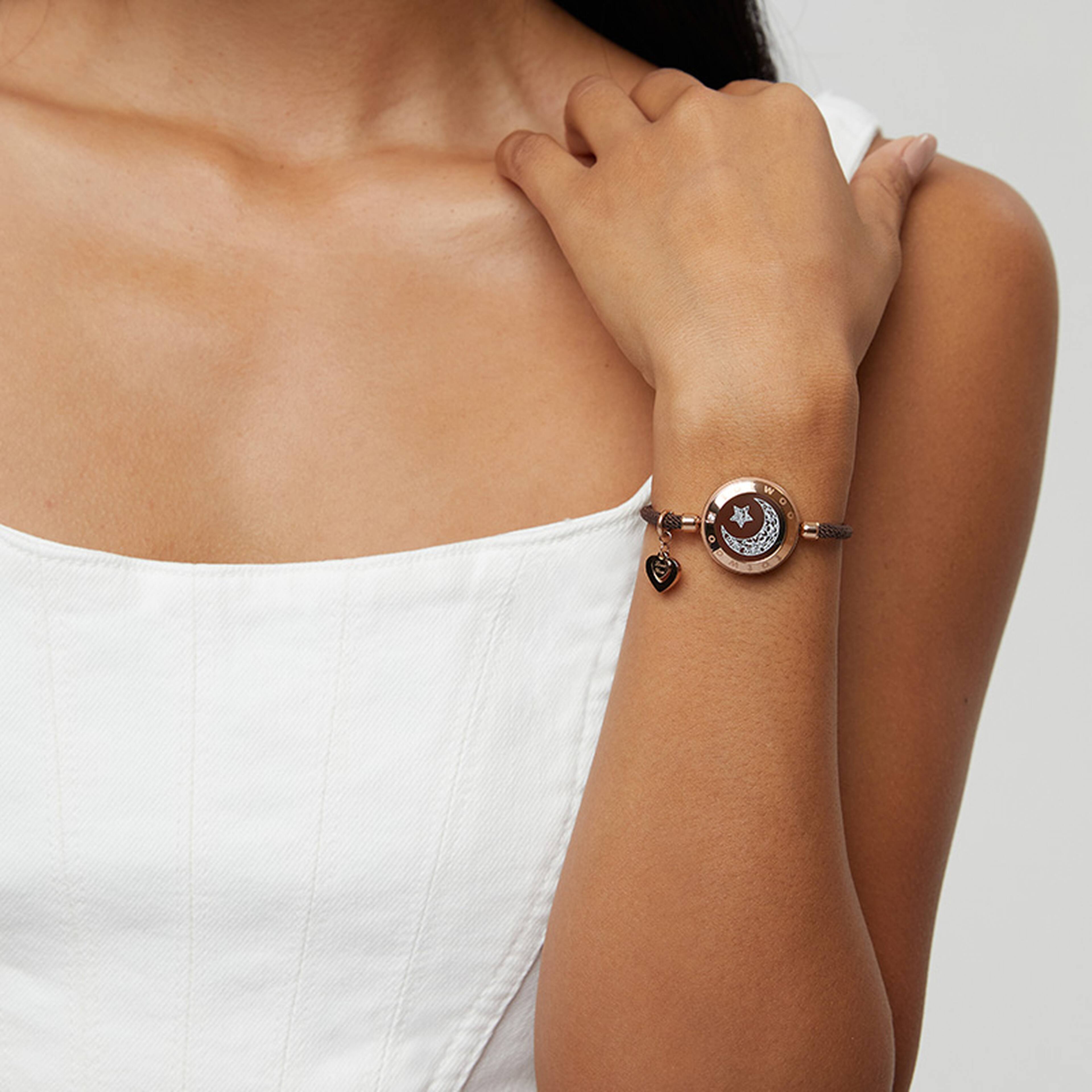 Alt View 6. Totwoo - Totwoo Moon & Moon Milan Rope Long Distance Touch Bracelets, 2-Pc - Rose Gold.
