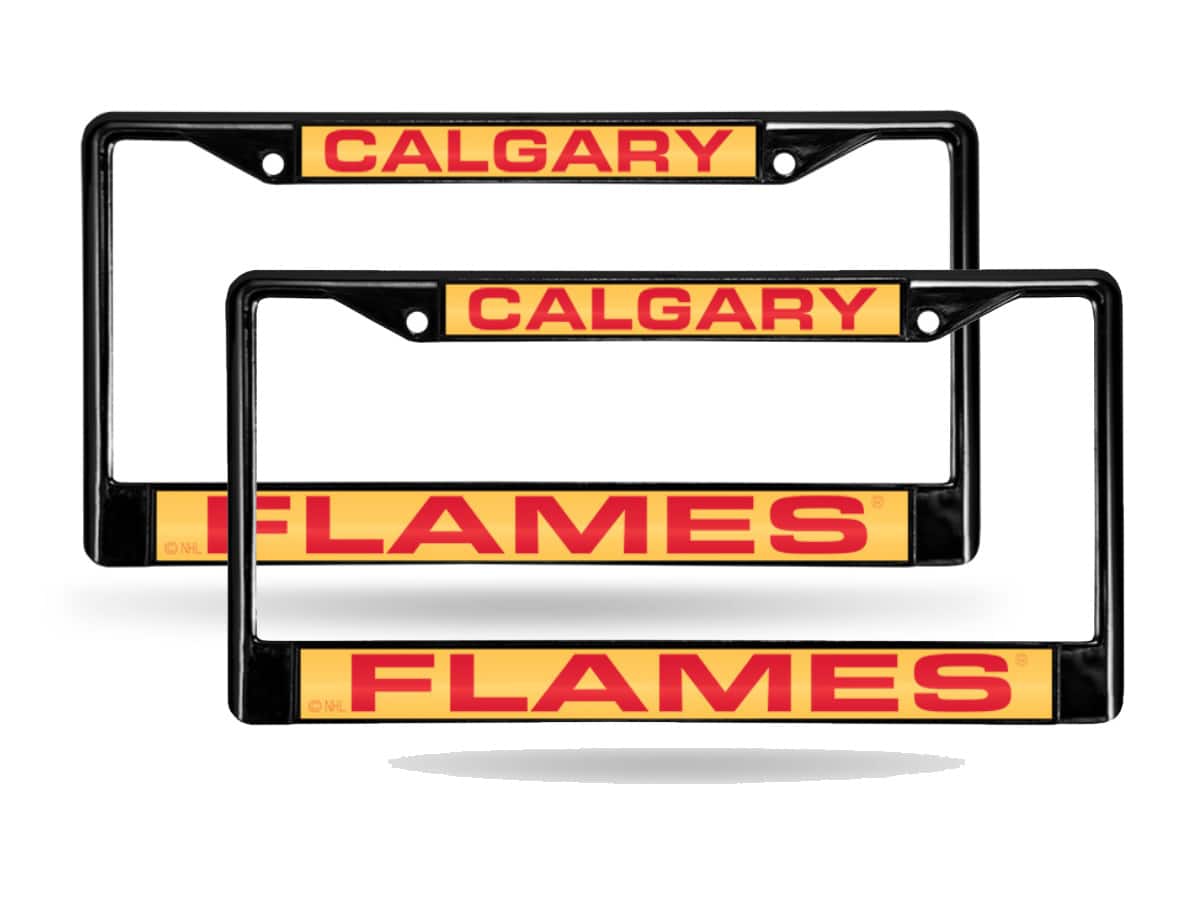 Rico Industries - Calgary Flames Black Metal License Plate Frame - Set of 2 Frames - Multi
