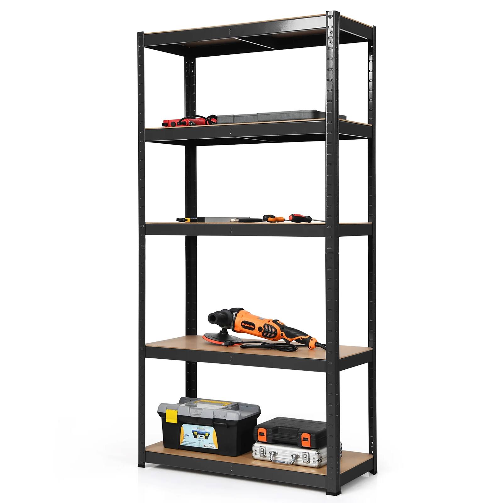Alt View 1. Winado - 43" x 18" x 71" 5 Tiers Heavy Duty Adjustable Storage Shelf Rack Organizer Metal Bookcase Shelving Unit for Garage Home - Black.
