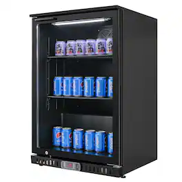 Equator - Vitlife 4.7 Cu.Ft Back Bar Cooler, Glass Door Beverage Fridge, Undercounter Beer Wine Refrigerator LED - Black