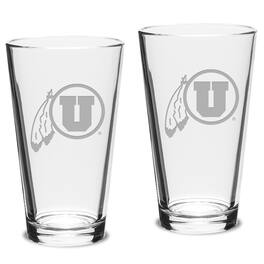 Jardine - Utah Utes 2-Piece 16oz. Classic Pub Glass Set - Multicolor