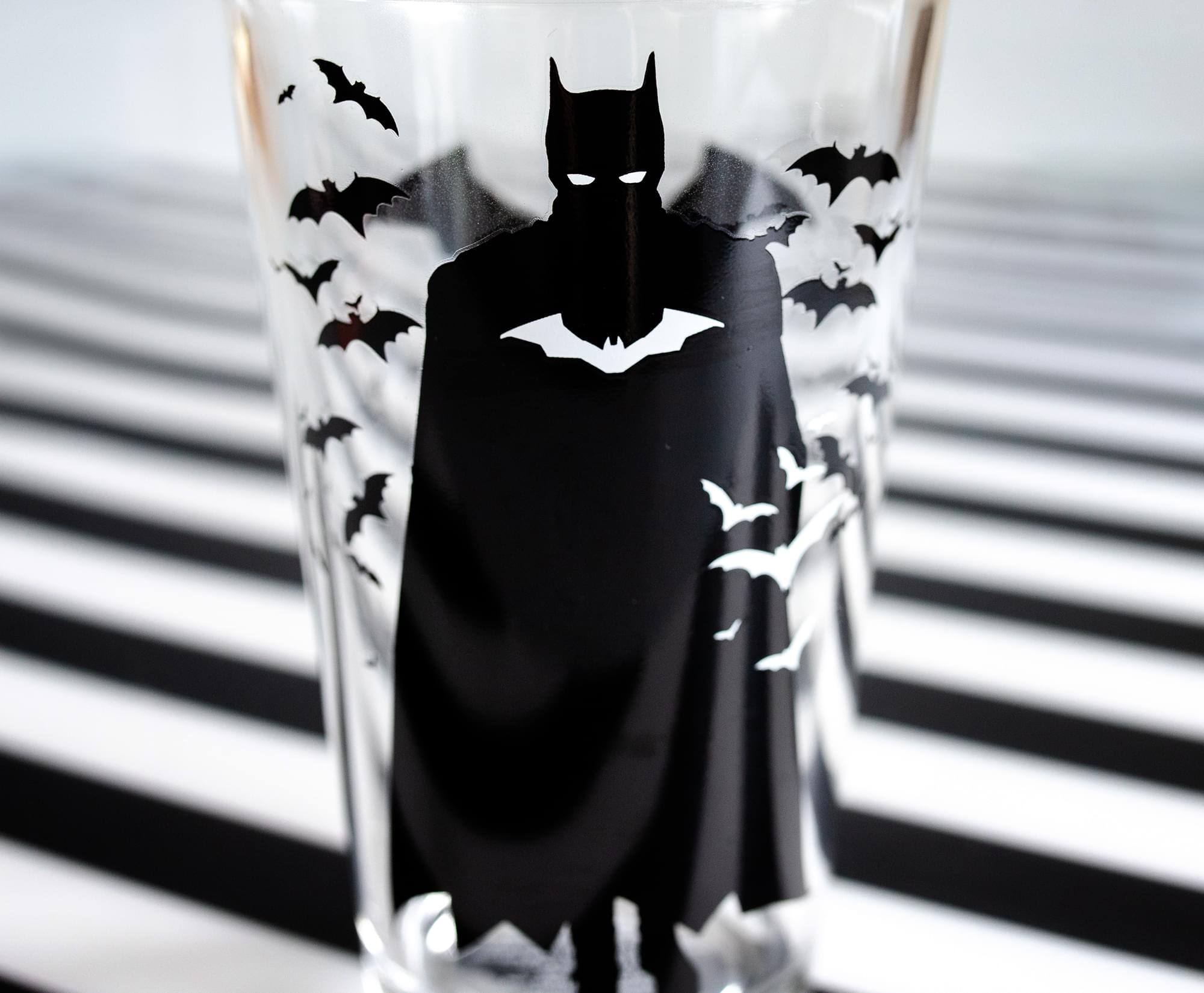 Alt View 10. DC Universe - DC Comics The Batman Movie Logo Pint Glass | Holds 16 Ounces - Black.