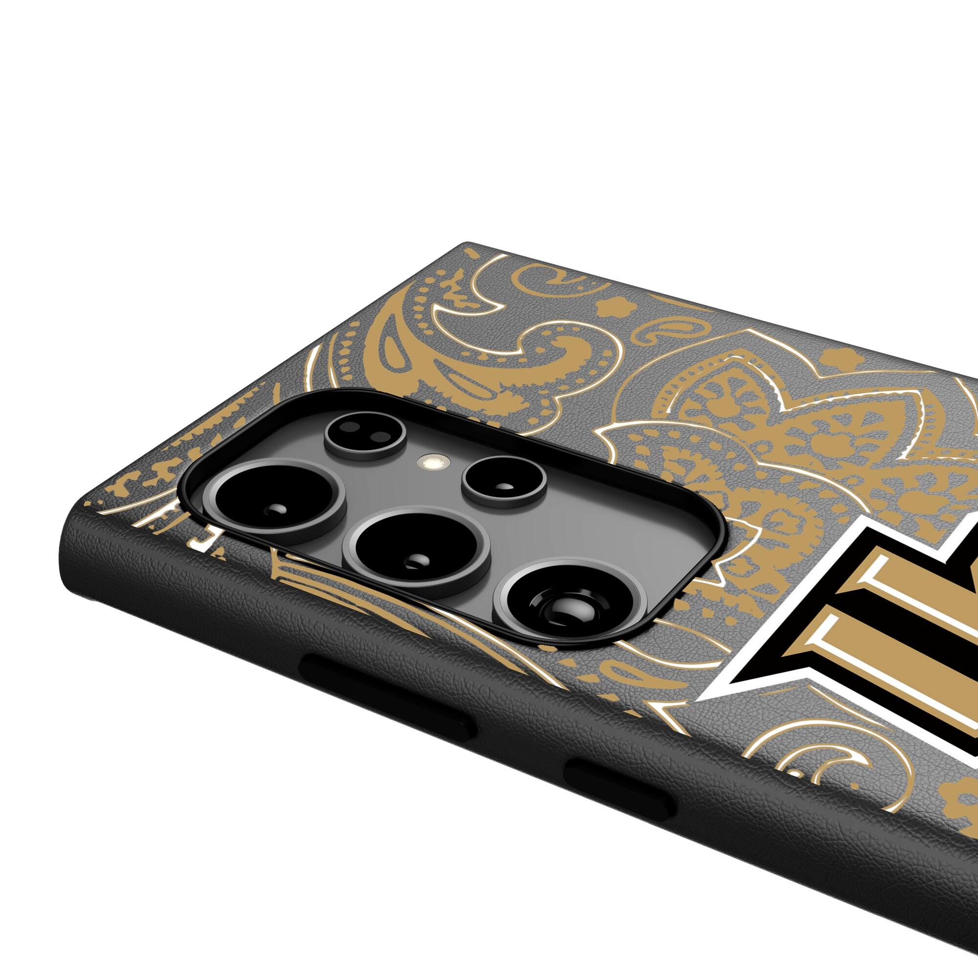 Alt View 3. Keyscaper - UCF Knights Paisley Galaxy Magnetic Bump Case - S24 - Black.