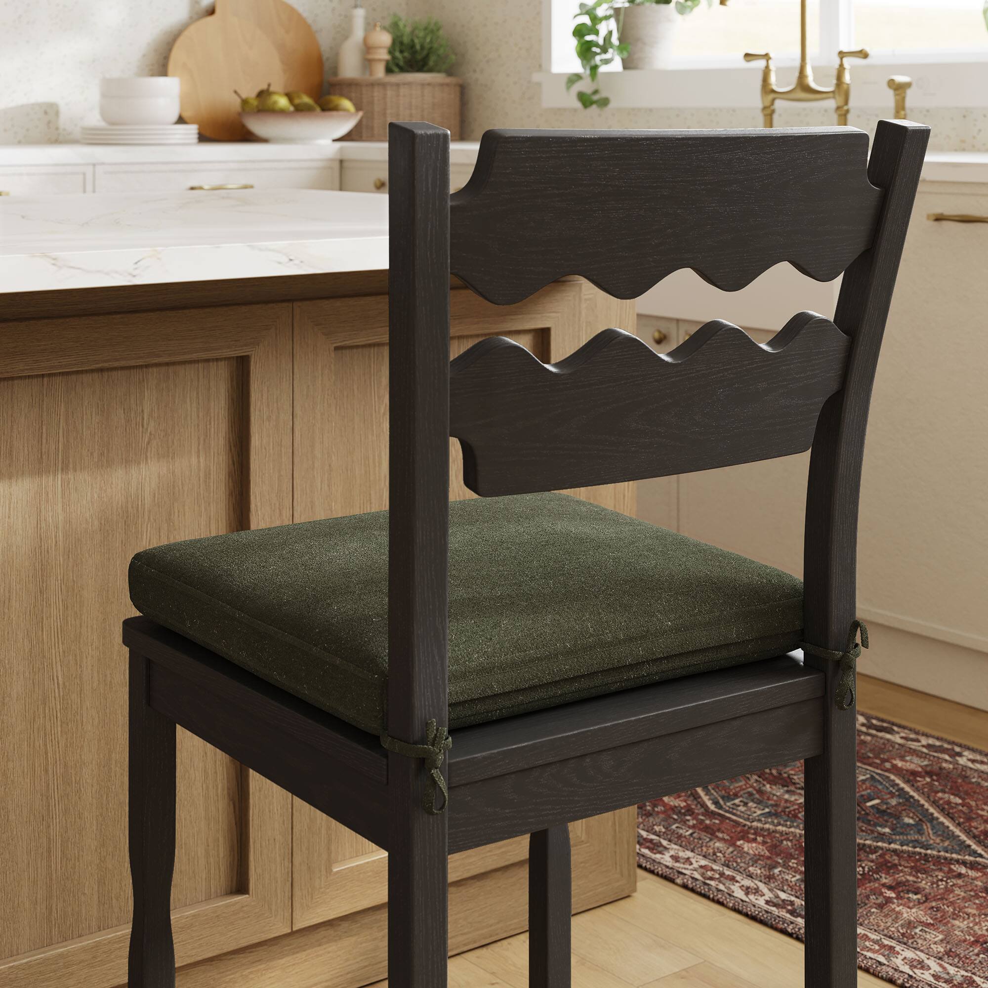 Alt View 1. Modway - Jax Oak Wood Counter Stool With Wavy Razor Back and Cushion by Modway - Black Sage.