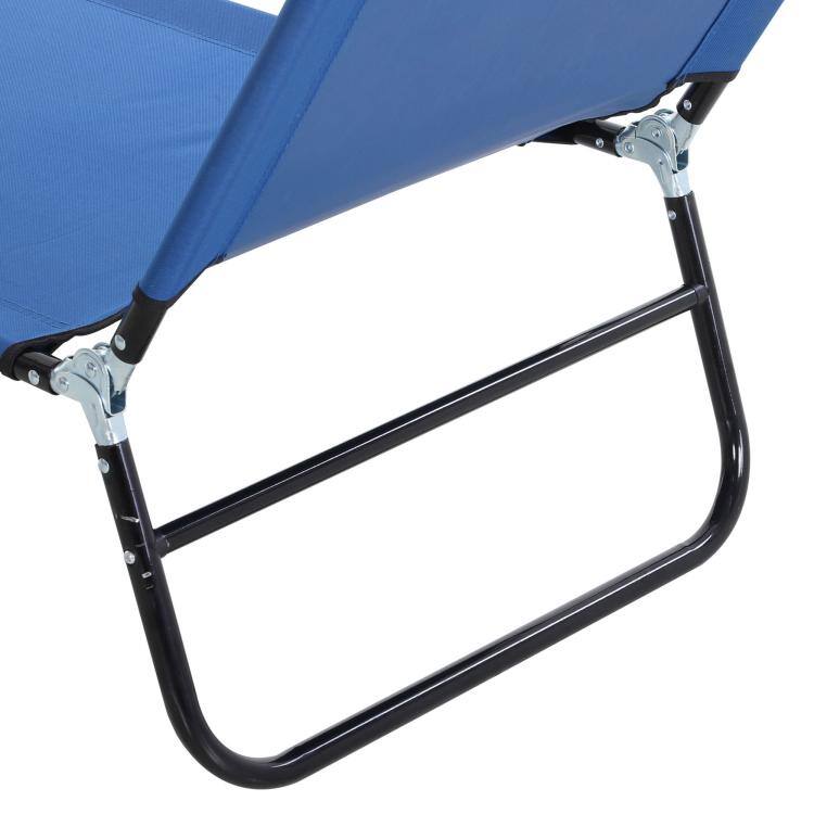 Alt View 7. PULUZ - Folding Chaise Lounge Pool Chairs, Outdoor Sun Tanning Chairs with 5-Level Reclining Back, Steel Frame for Beach, Yard - Blue.