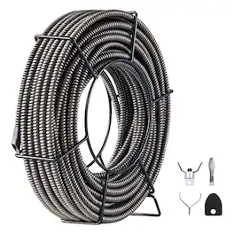 VEVOR - Drain Cleaning Cable 75 Feet x 1/2 Inch Solid Core Cable Sewer Cable Drain Auger Cable Cleaner Snake Clog Pipe Drain