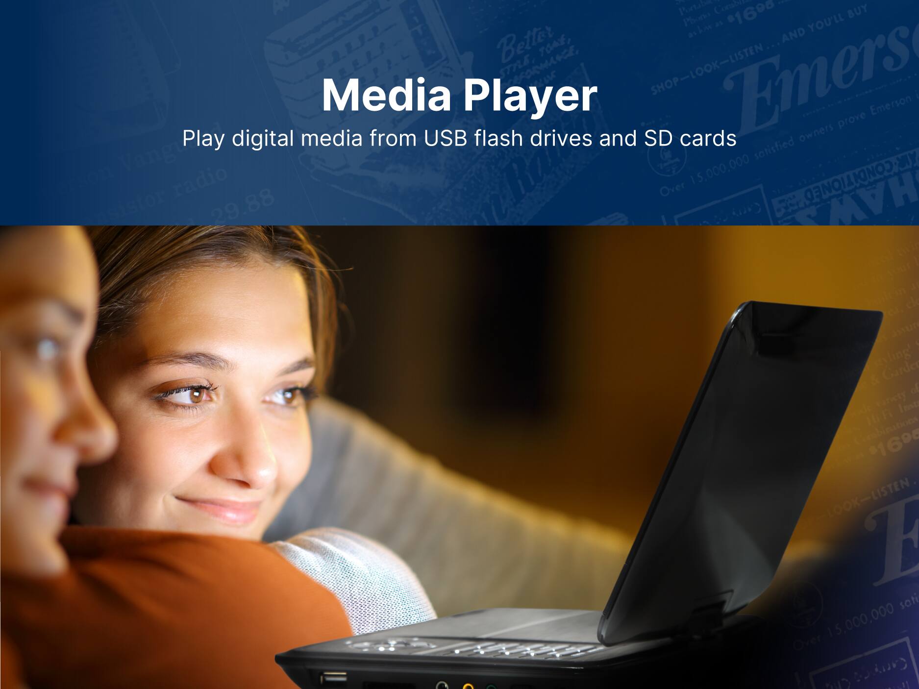 Media Player

Play digital media from USB flash drives and SD cards