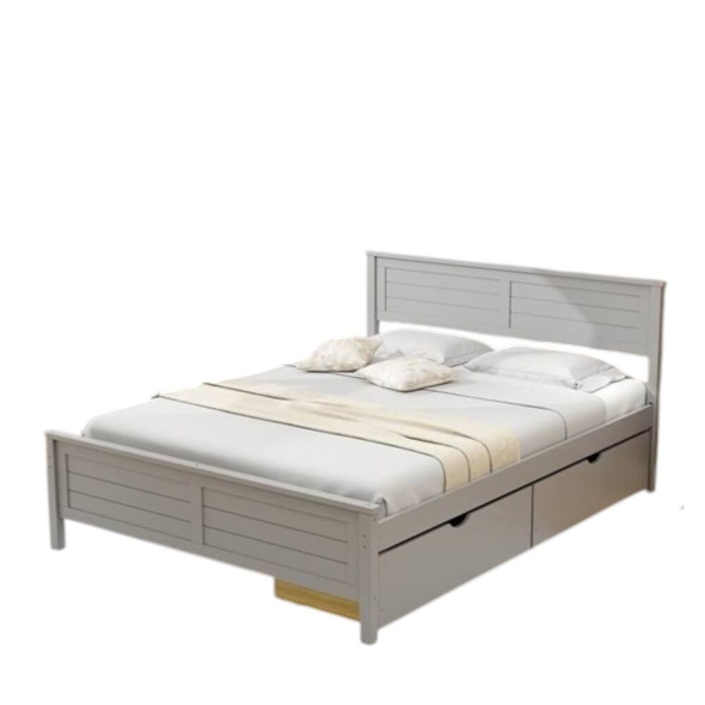 Hivvago - Full Size Grey Platform Bed Frame with 2 Storage Drawers - Gray