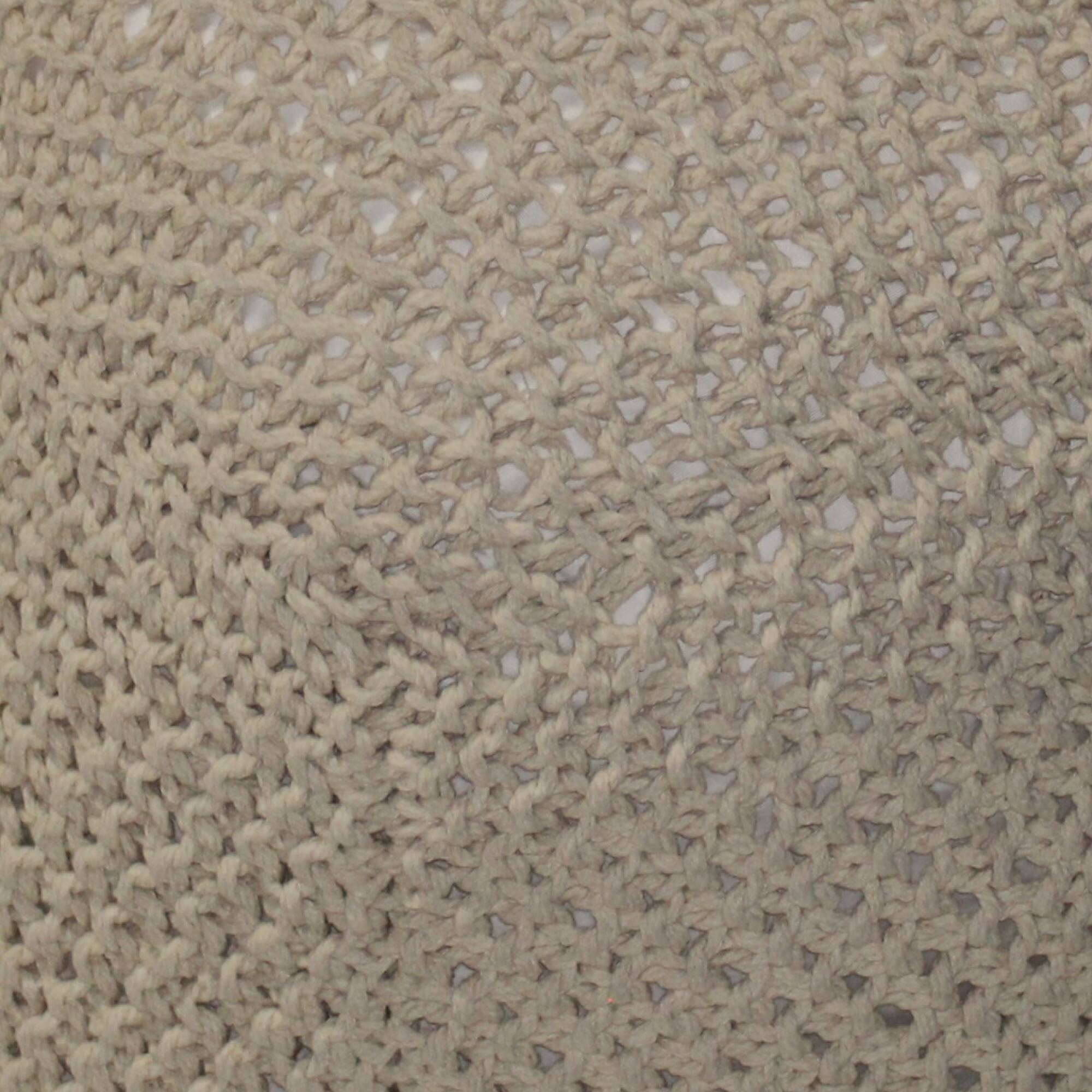 Alt View 2. GOODSILO - Handmade Cable Knit Semi-Rounded Pouf - Versatile Footrest and Seating for Living Spaces - Soft Cotton Fabric - Beige.