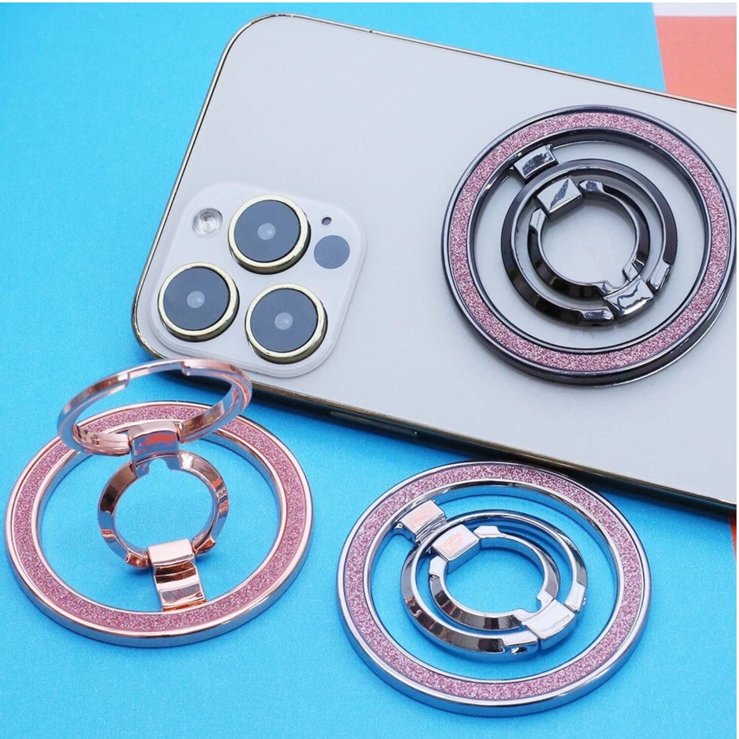 Angle. Stock Preferred - MagSafe Magnetic Ring Holder Phone Grip & Adjustable Stand for iPhone - Black - Black.