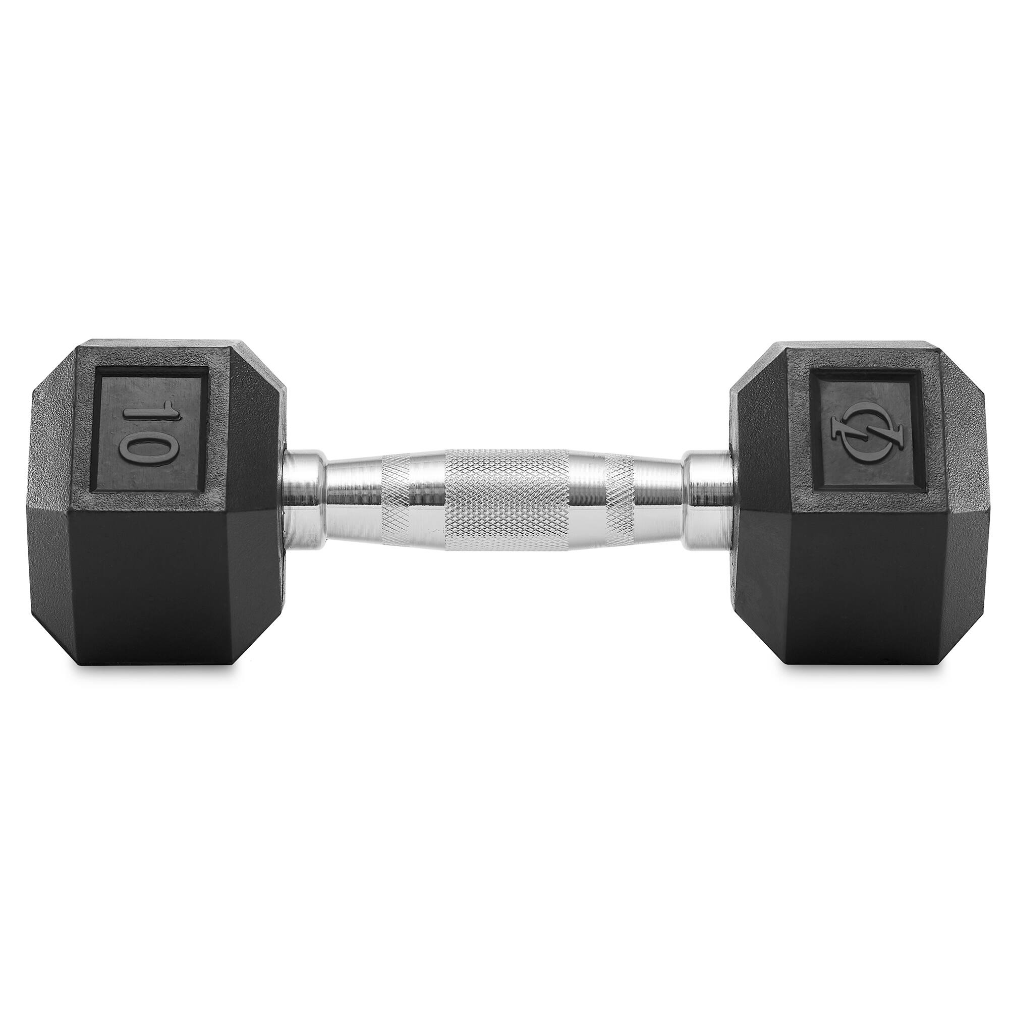 Alt View 1. Philosophy Gym - Pair of Rubber Coated Hex Dumbbell - Cast Iron Hand Weight Set - Black.