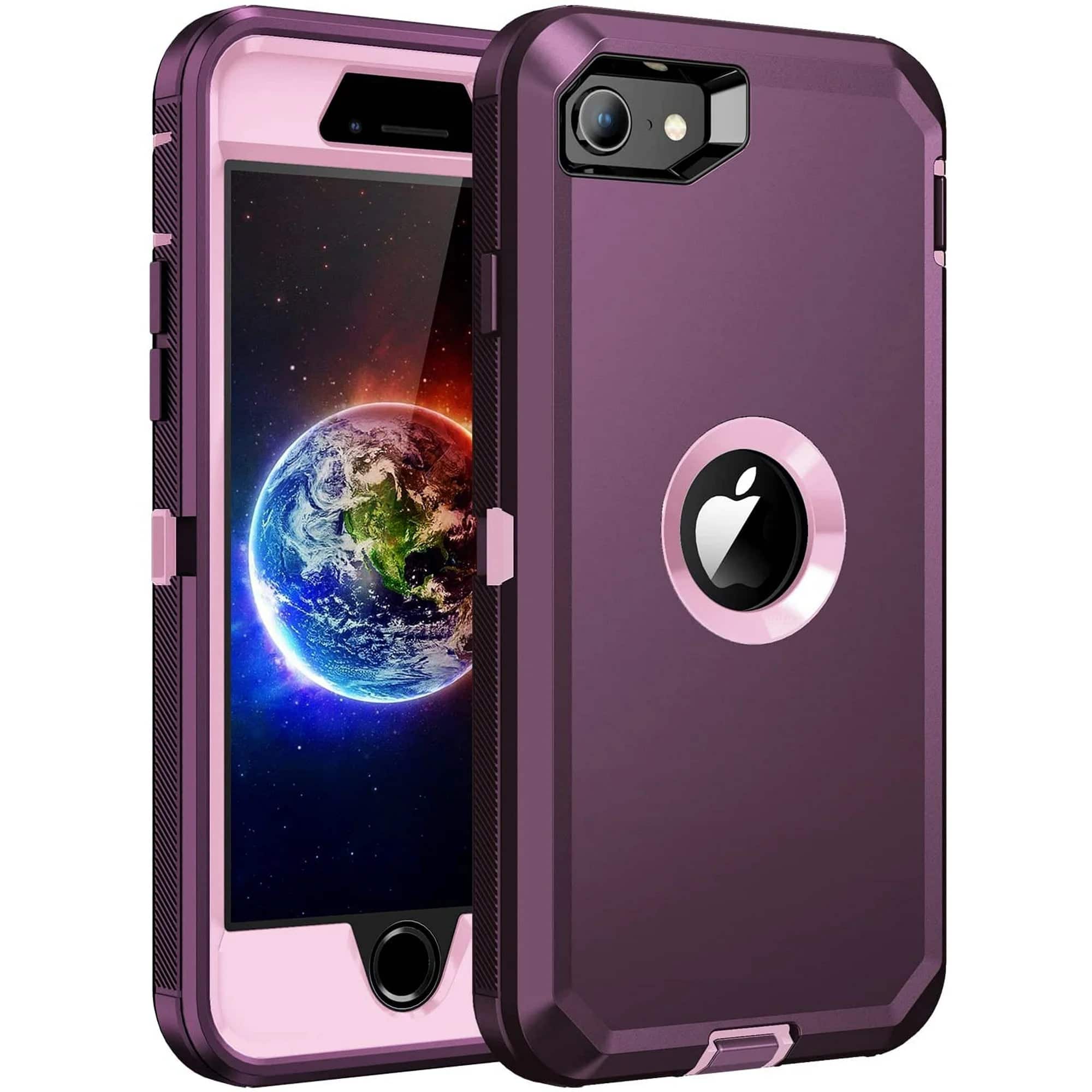 Front. Entronix - Entronix Heavy Duty Triple-Layer Case for iPhone 8, 7, SE - Ultimate Protection - Purple.