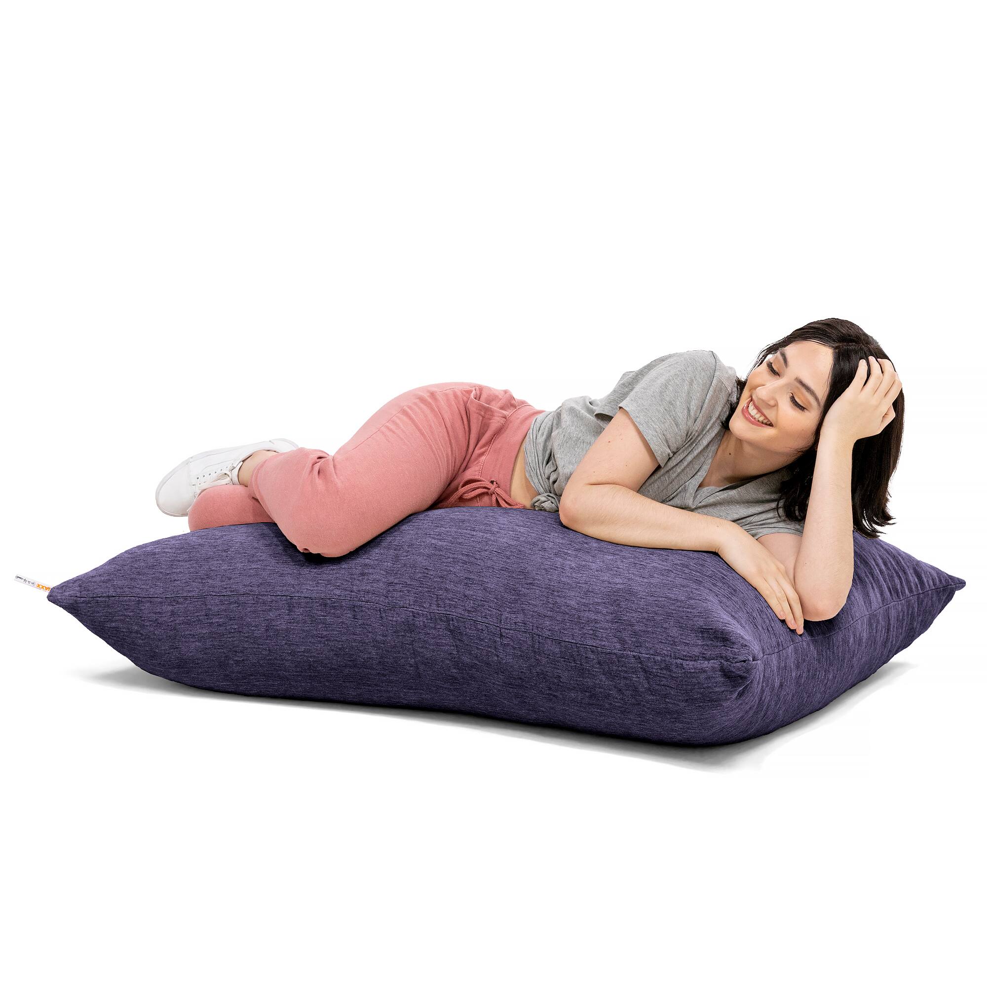 Angle. Jaxx - Jaxx Pillow Saxx 3.5 Foot Giant Décor Floor Pillow, Premium Chenille Cover, Plum - Plum.