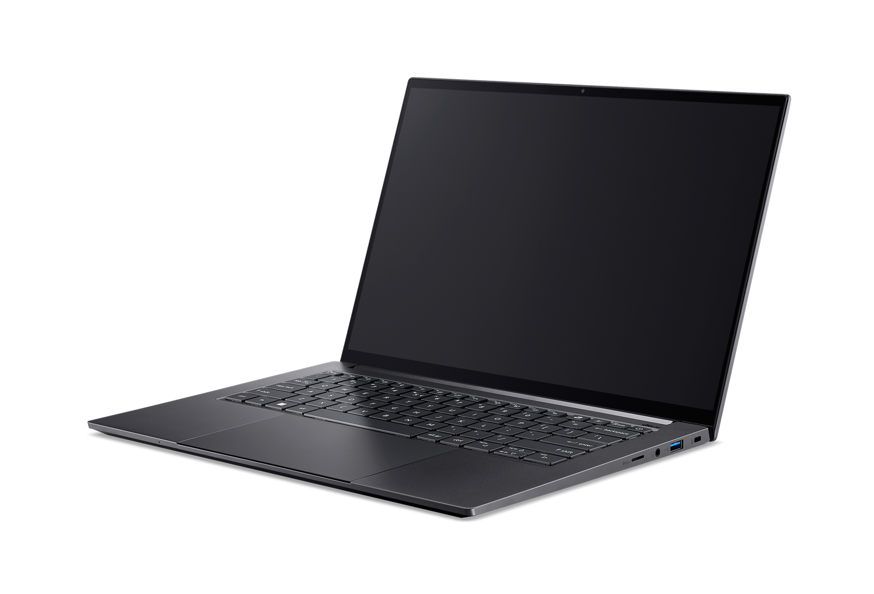 Left. Acer - Swift X 14.5" WQXGA+ OLED Gaming Laptop Intel Core Ultra 7 255H NVIDIA GeForce RTX 5060 32GB RAM 1TB SSD SFX14-73G-7249 - Gray.