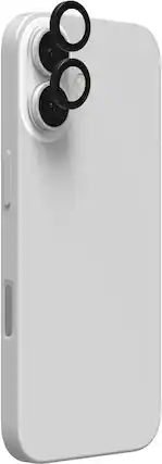 Front. ZAGG - Glass Elite Anti-Reflective Lens Protector for Apple iPhone 17/16+/16 - Black.