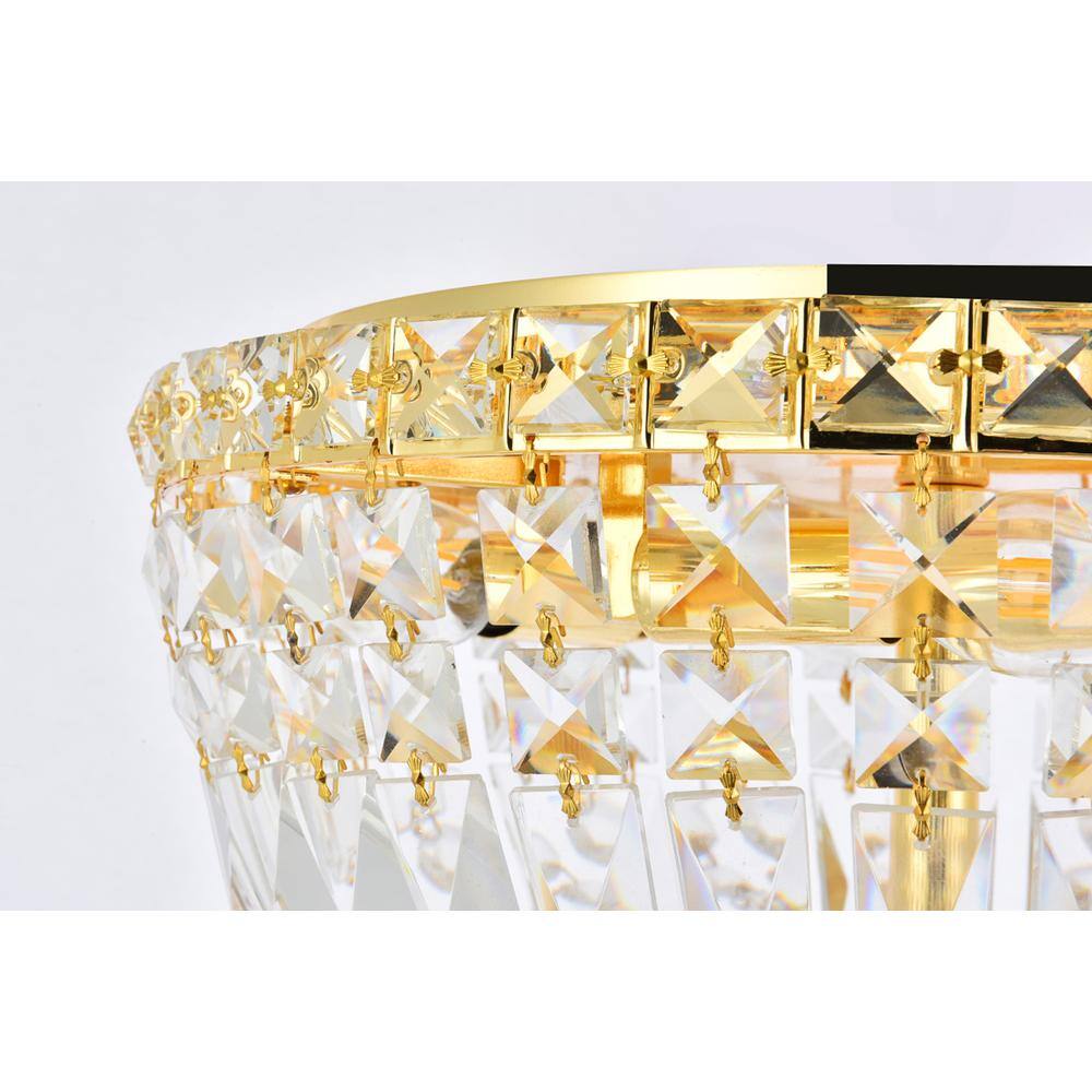 Alt View 3. Elegant Lighting - Tranquil 4 light Gold Flush Mount Clear Royal Cut Crystal - Gold.