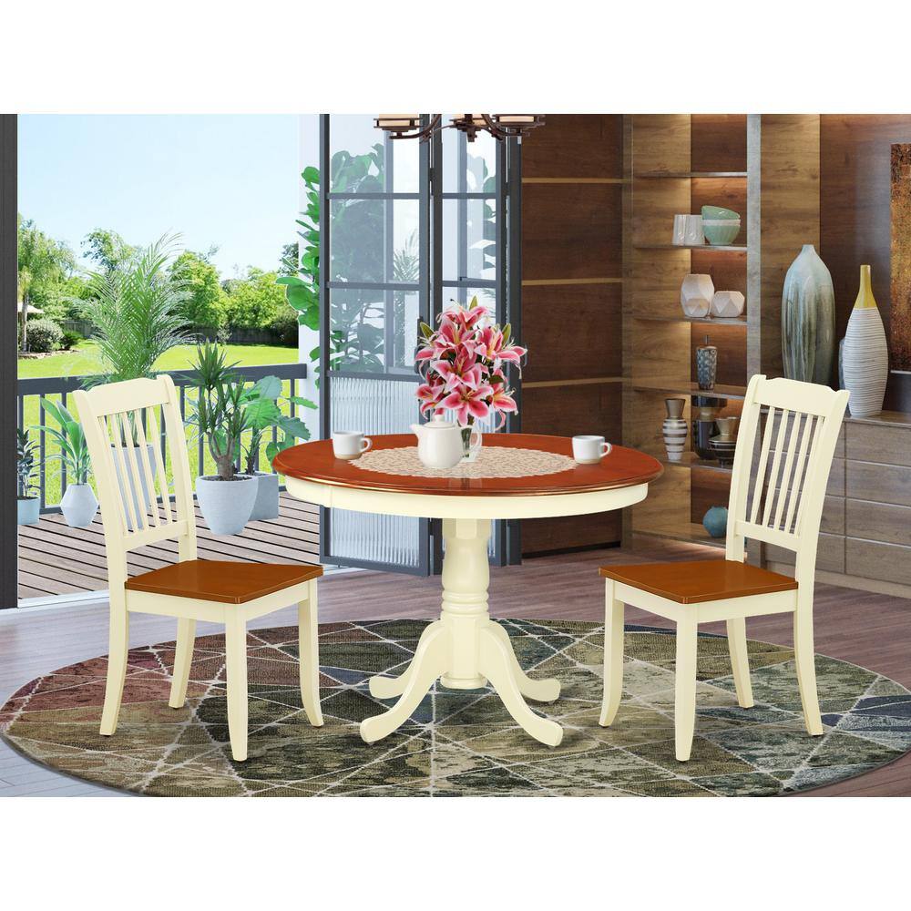 Back. East West Furniture - Dining Room Set Buttermilk & Cherry - Brown.