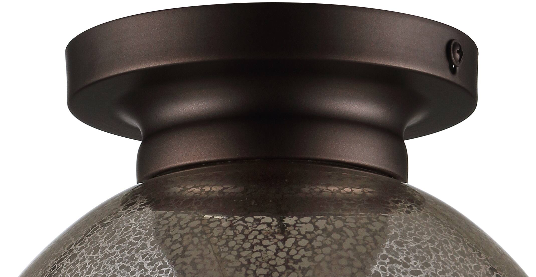 Alt View 4. Jonathan Y - Atlas 7.75" Metal/Glass LED Flush Mount, Mercury Silver/Oil Rubbed Bronze - Mercury Glass/Oil Rubbed Bronze.
