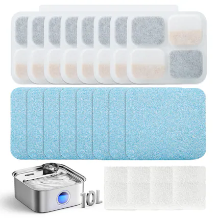 Front. Oneisall - 10L Automatic Pet Water Fountain Replacement Filter 8pcs - White.