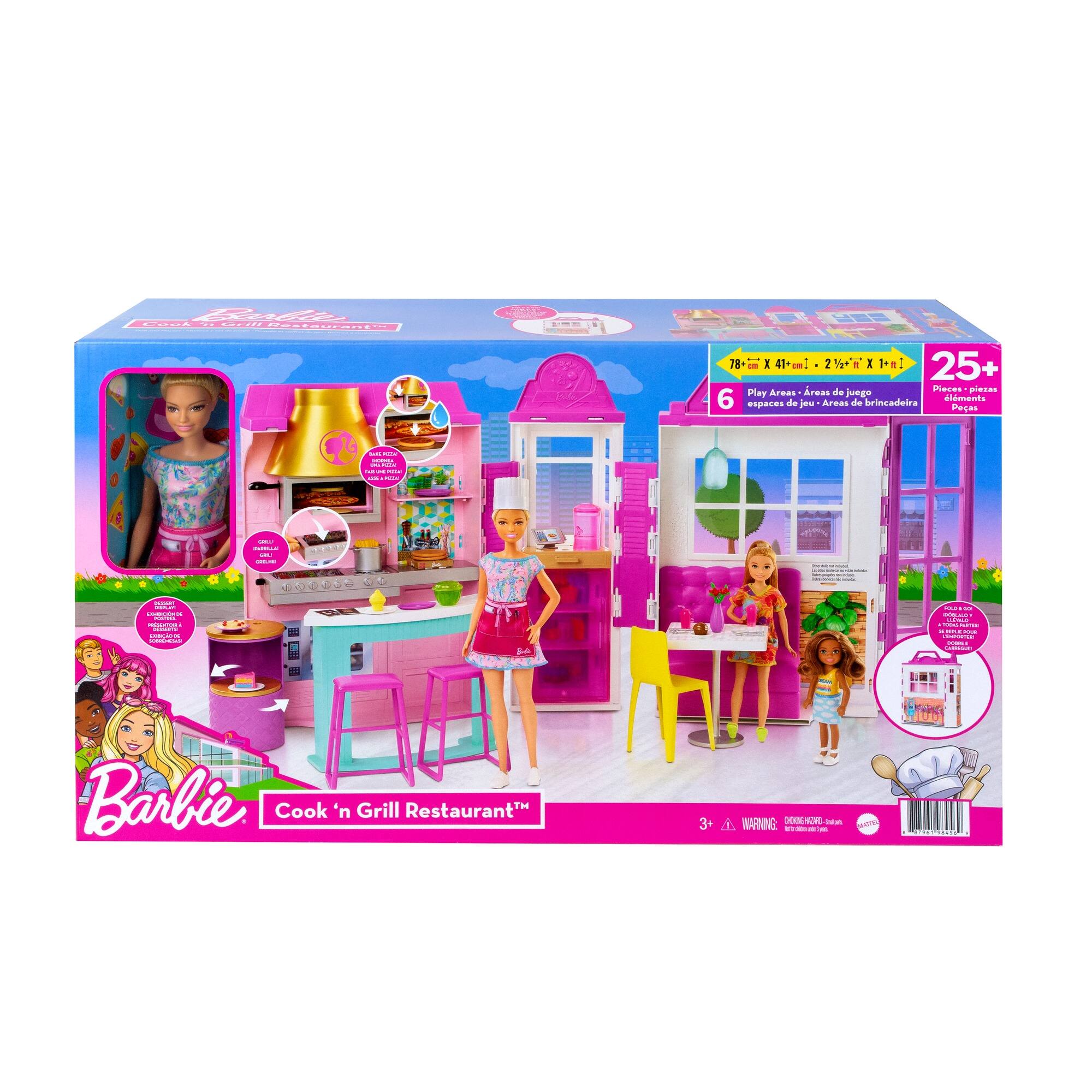 Best Buy Barbie Cook n Grill Restaurant Playset Pink White HBB91